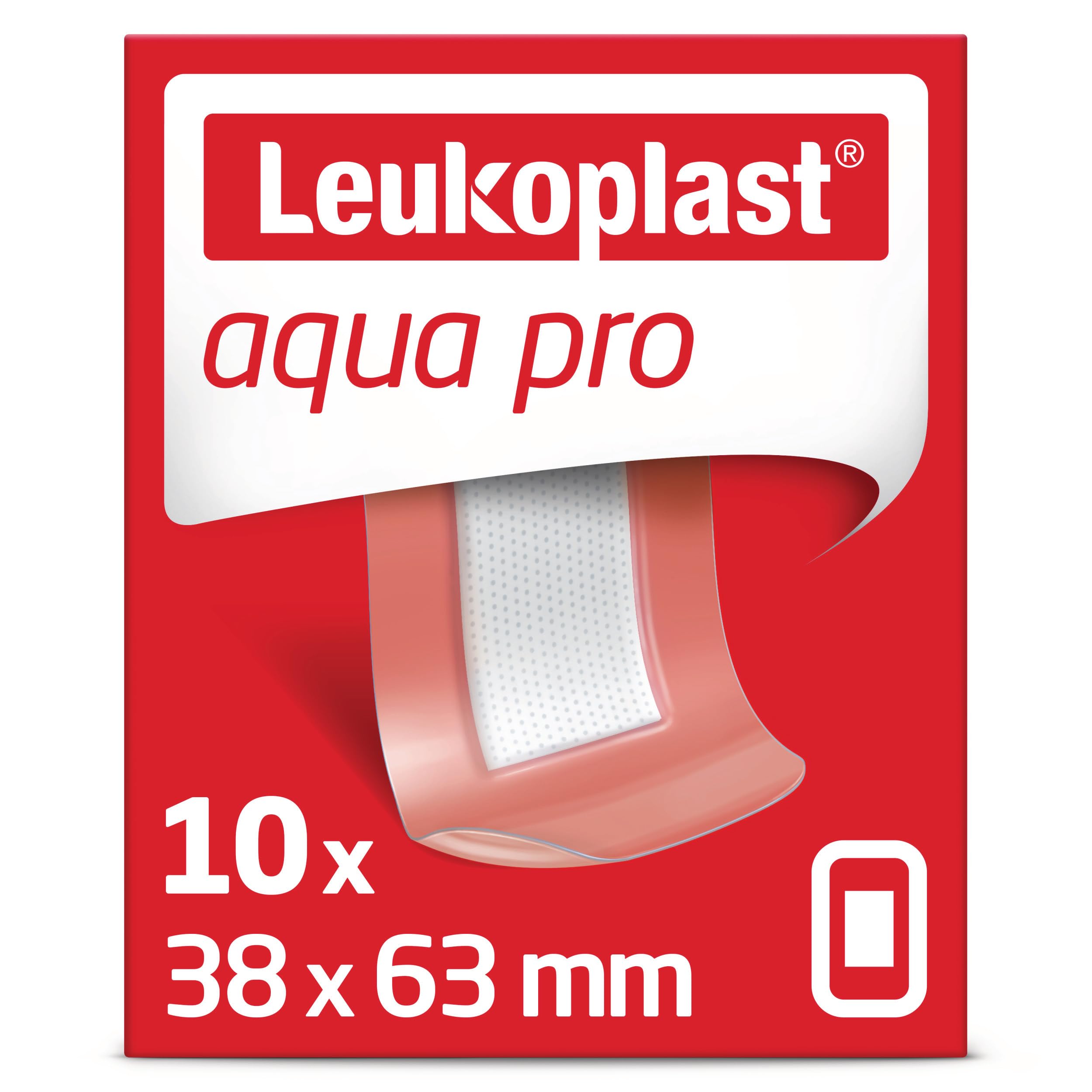 Leukoplast Aqua Pro Dressing Plasters - Waterproof Extra-Thin Adhesive Wound Dressings - Ideal for Swimming/Bathing - Absorbant Padding - 10 PCs