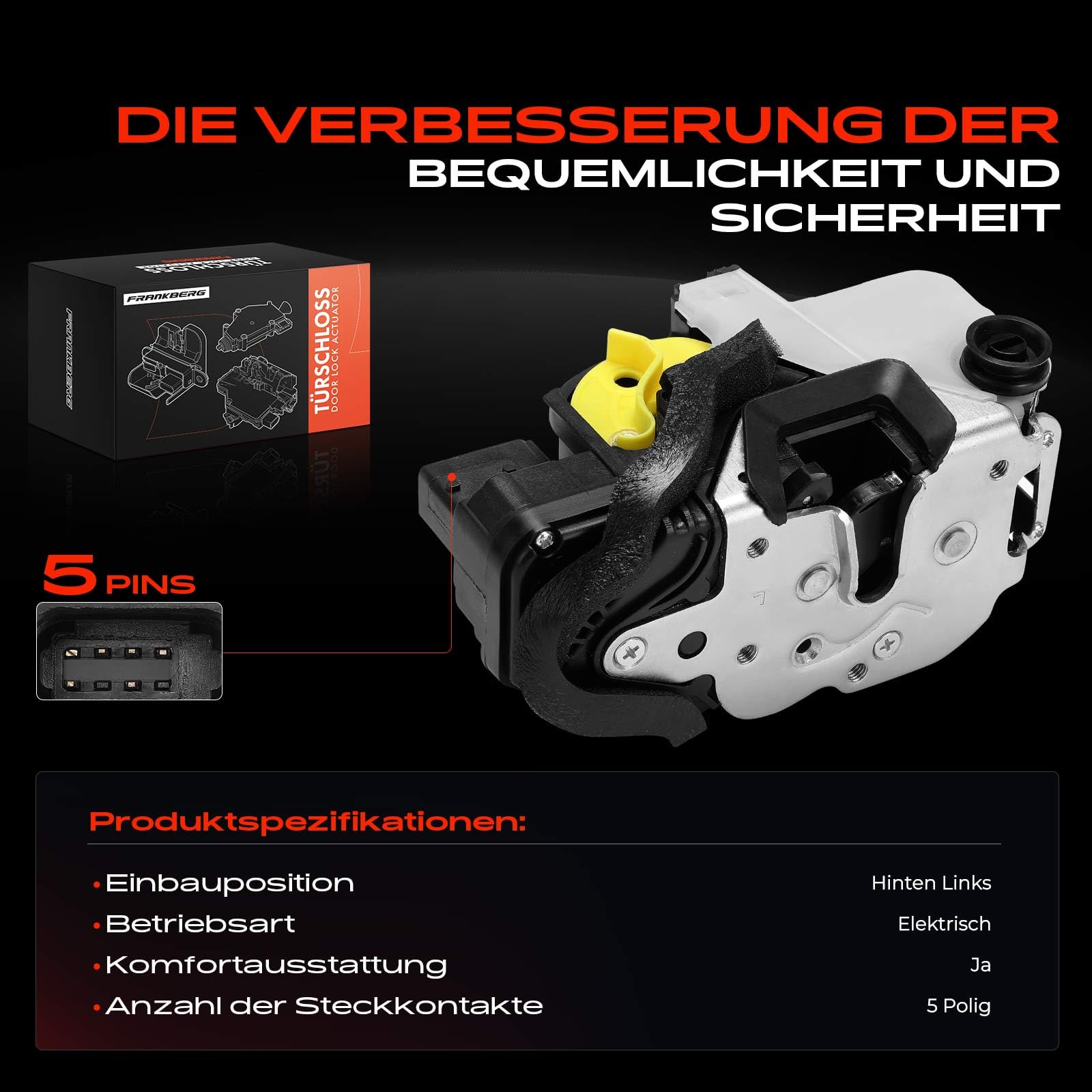 Frankberg 1x Türschloss Zentralverriegelung Hinten Links Kompatibel mit Trax 1.4L 1.8L 2015-2024 Mokka/Mokka X J13 1.4L-1.7L 2012-2024 Replace# 13579545