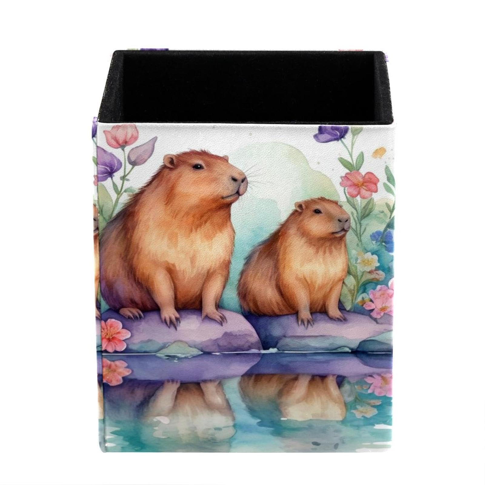 sanfly fish Cute capybara Desktop Storage Box Pencil Holder, Stationeries and Desk Supplies Organizer for Home, Office & School