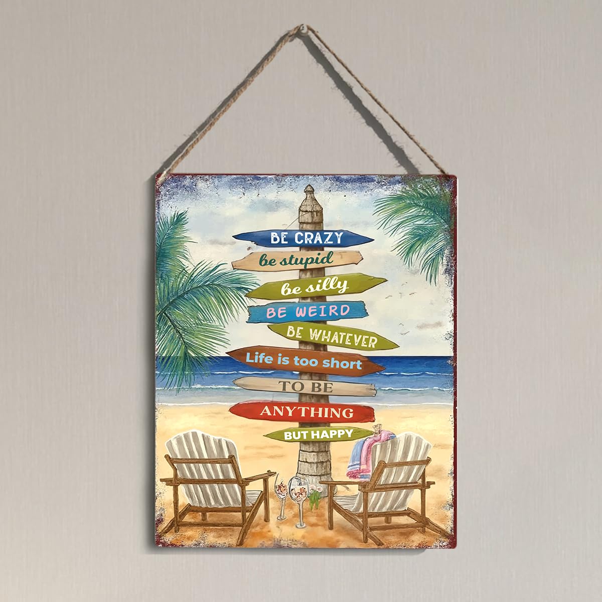 Tropical Beach Wall Signs Colorful Surfboard Wall Art Decor for Home Office House Perfect Beach Wall Art and Surf Decor Inspirational Retirement Gifts