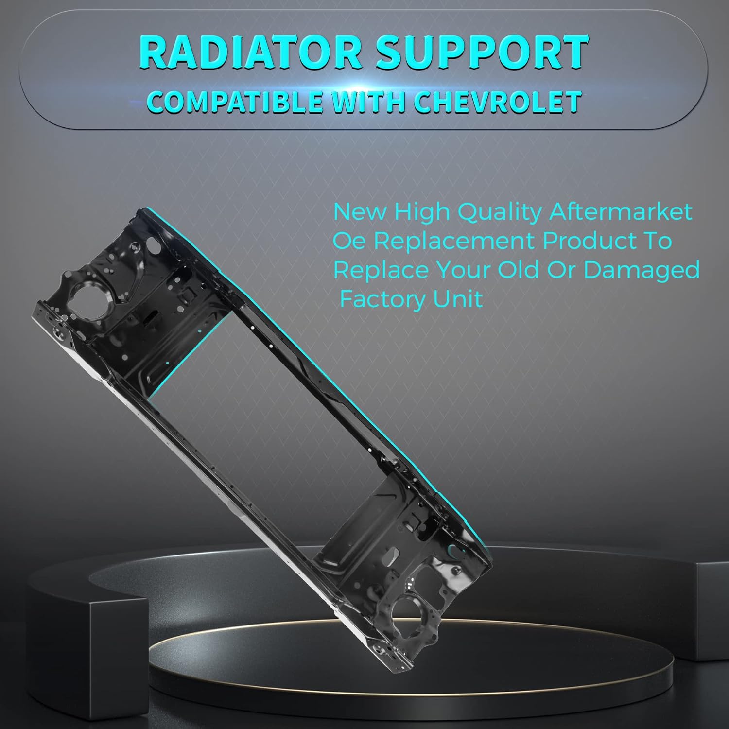 Front Black Steel Radiator Support Compatible For 88-99 Chevy Cheyenne Silverado GMC Sierra C/K 1500 2500 3500 Fits 15977662 GM1225110