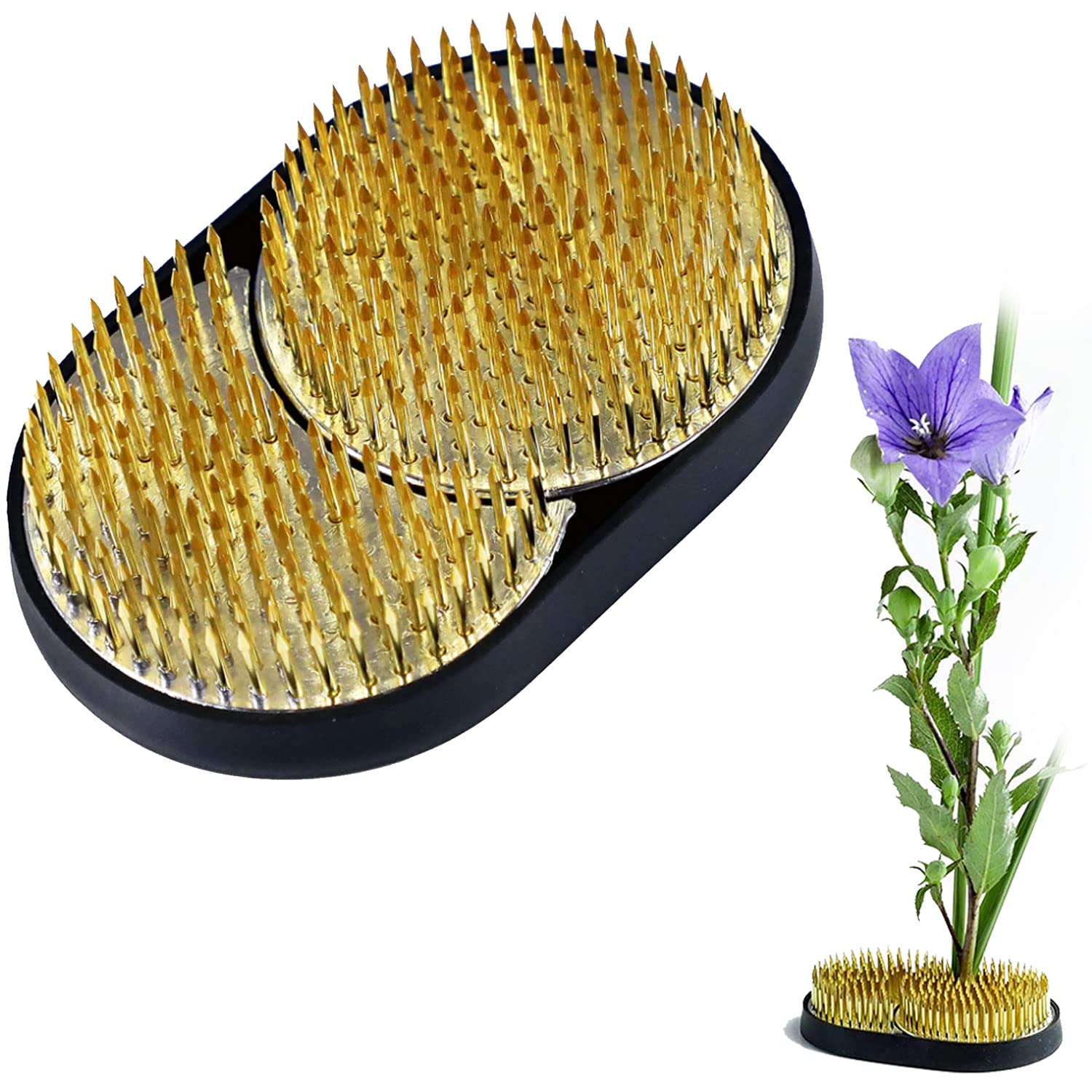 Excefore Flower Frogs, Plants Decor Ikebana, Sun and Moon Floral Frogs Stainless Steel Flower Fixed Pin Holder, Japanese Flower Arrangement Tool Vase Decor, 108 x 67 mm Vintage Decor