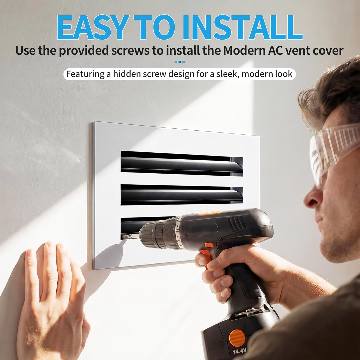 10x6 Modern AC Vent Cover – Decorative Air Vent Register Grille, Linear Slot Diffuser, Adjustable Airflow, Quiet Operation, HVAC Vent Cover for Ceiling, Wall & Floor, White Aluminum Alloy