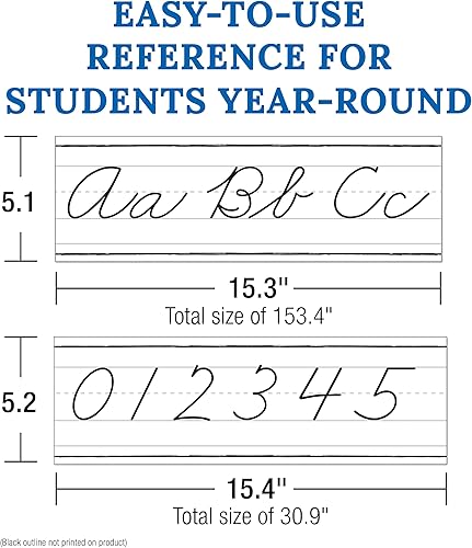 Miniatura 3 de Carson Dellosa Juego de tablón de anuncios de 39 piezas con alfabeto cursivo estilo granja y línea numérica, tira de pared con alfabeto cursivo y