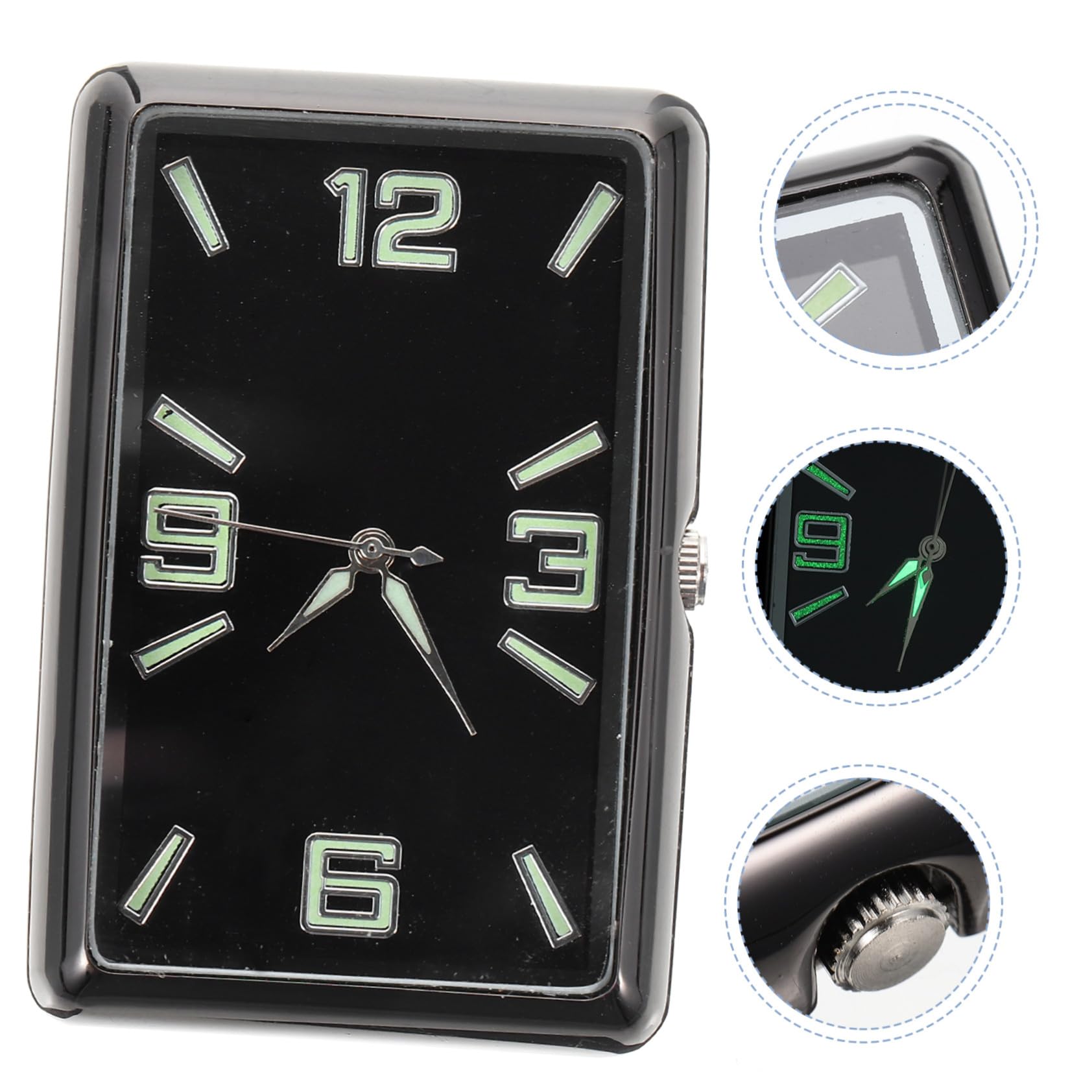 Reloj para Salpicadero de Coche Cuadrado, Pequeño y Analógico, Lente Transparente para Mejor Visibilidad Durante la Conducción y Uso en Oficina o Casa