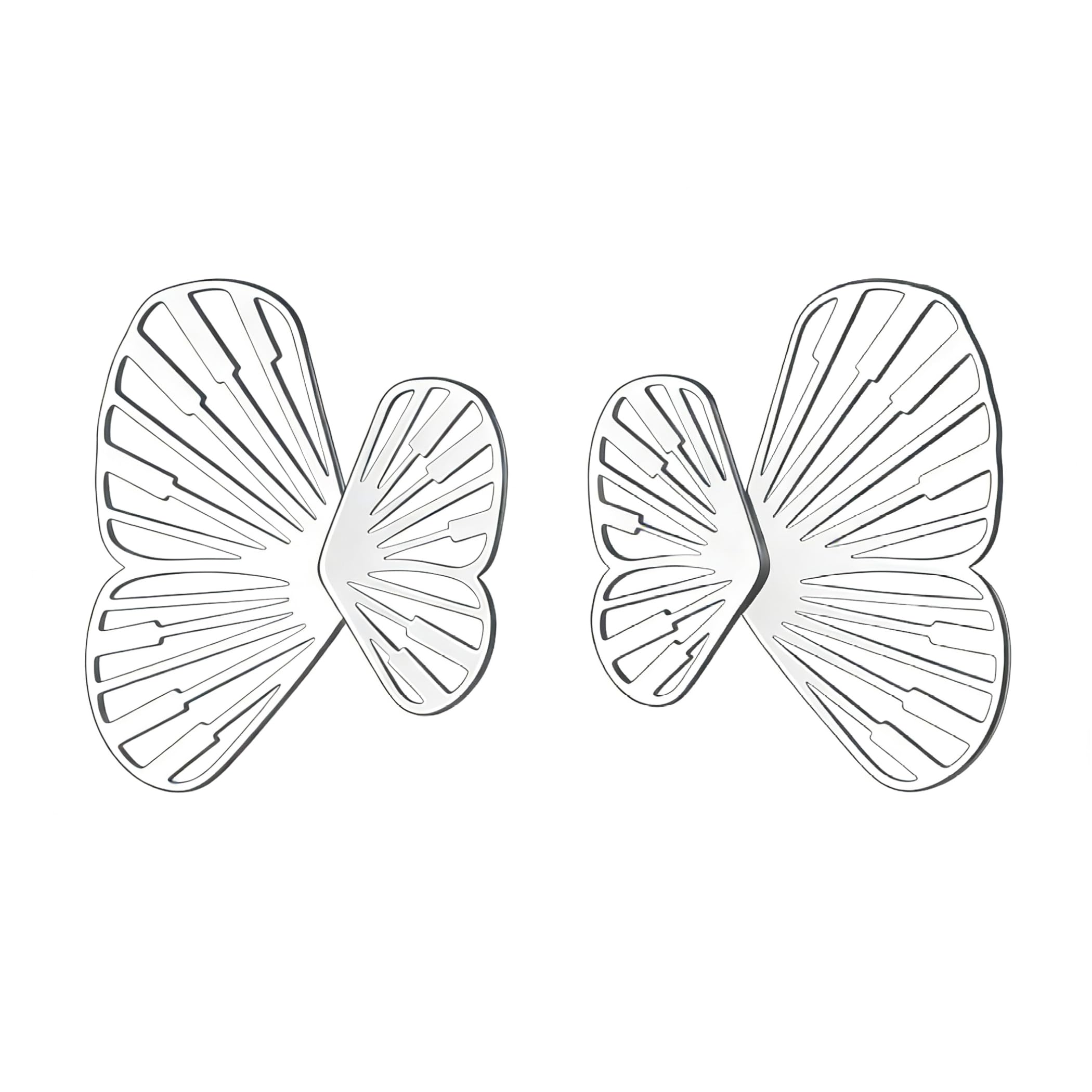 Butterfly Wing Stud Earrings for Women 2-in-1 Convertible 925 Silver Earrings, Hypoallergenic Detachable Layered Jewellery, Handmade Minimalist Delicate Gift for Her Mum Birthday Anniversary