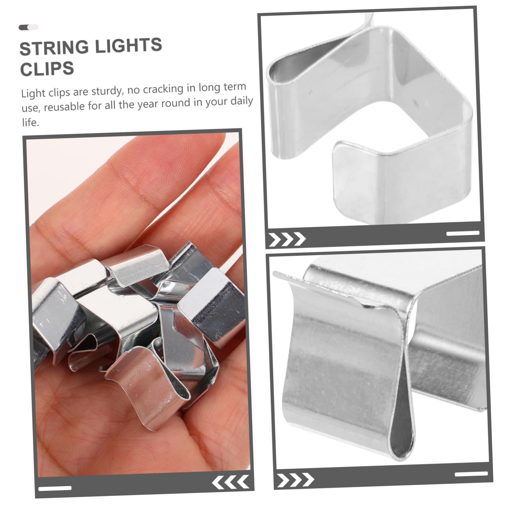 Gadpiparty 200piezas Clips Metálicos Para Navideñas Soporte De Fijación Para Decoraciones De Fiesta y Jardín Clips Para Cuerdas De Exteriores Instalación y