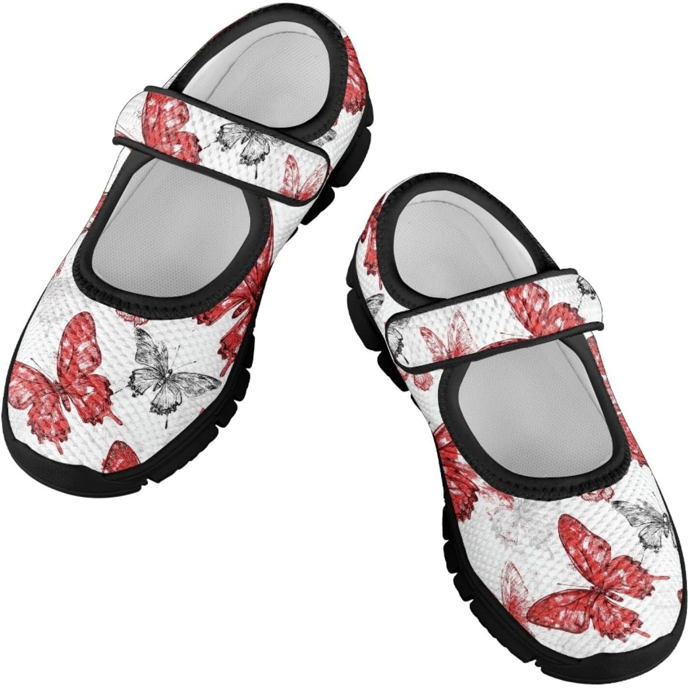 Kids Barefoot Shoes with Hook Loop Cute Butterfly Graphic Soft and Flexible Sneakers Safe Walking School Slip-On Shoes Ballet Casual Daily Sport Footwear Indoor Sandals 2025 White Black