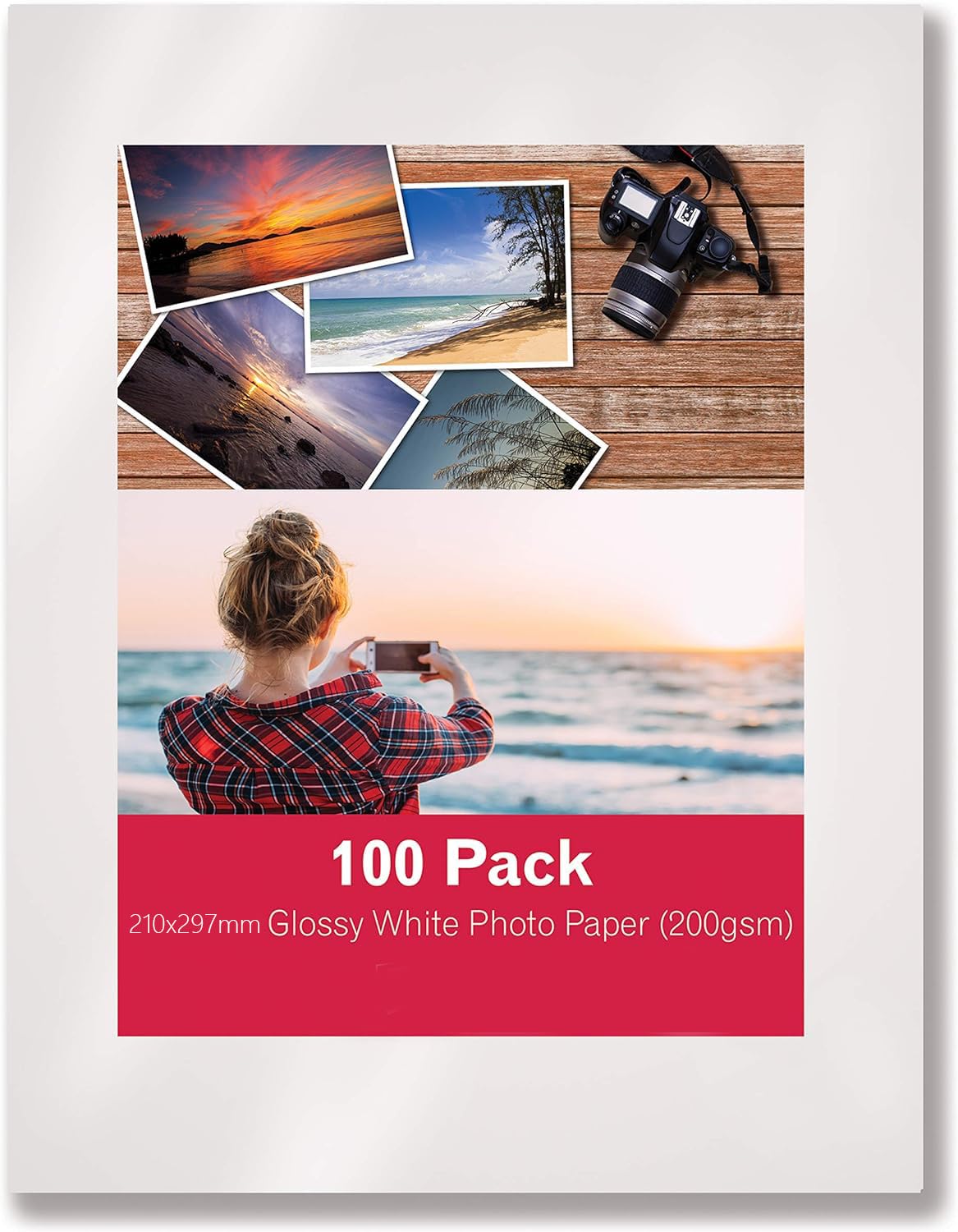 Glossy Photo Paper, Glossy Thin Inkjet Paper, A4 210 x 297 mm, 100 Sheets, Better Office Products, 200 gsm