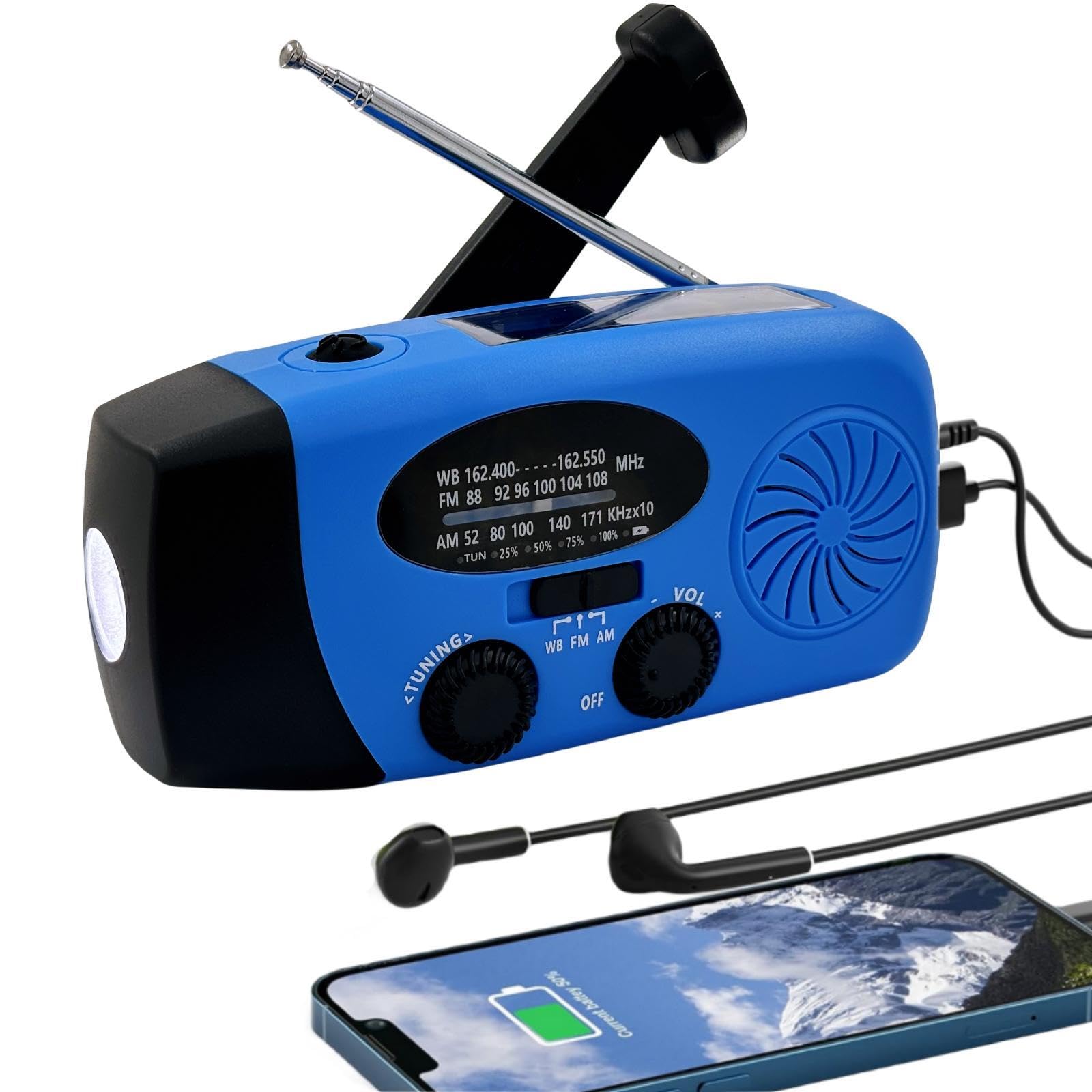 Radio solarne 5000 mAh, korba awaryjna, radio pogodowe, radio słoneczne z latarką, radio solarne NOAA/FM/AM, przenośne radio survivalowe z SOS, ładowarka do telefonu komórkowego USB na kemping na
