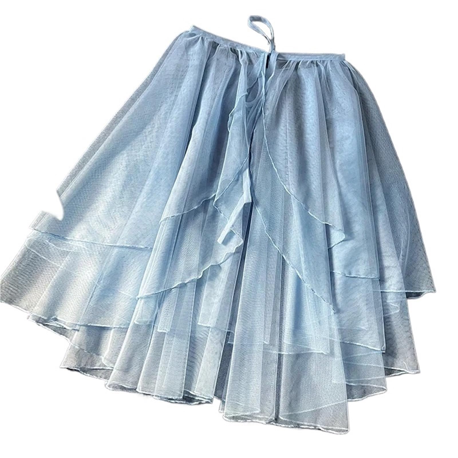 Falda de baile gasa con cortina cintura doble capa