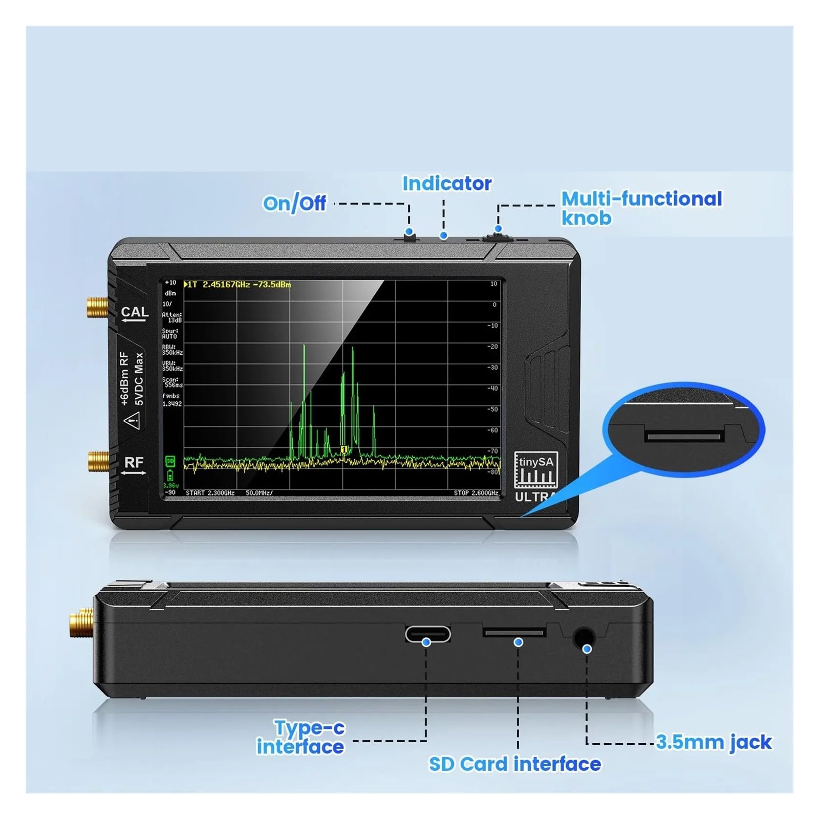 Analizator sieci Analizator 4-calowy wyświetlacz, tester sieci wewnętrznej LAN od 100 kHz do 7,3 GHz do diagnostyki kabli sieciowych