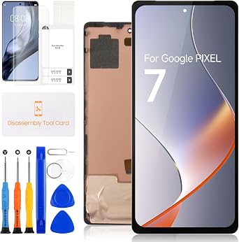 OLED Display for Google Pixel 7 Screen Replacement Kits for Google Pixel 7 LCD Display Touch Screen Digitizer Panel Assembly with Tools GVU6C GQML3 Black with Frame,Support Fingerprint
