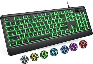 Wired Backlit Keyboard for Mac, Lighted USB Keyboards with 7 Colors Backlight, Full Size Computer Keyboards with Numeric Keypad Compatible with Apple Mac Pro/Mini, MacBook Pro/Air, iMac