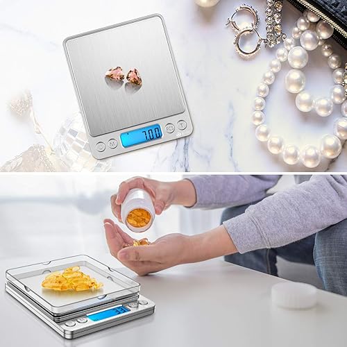 Miniatura 6 de AMIR - Báscula digital de cocina, báscula de joyería de bolsillo de 17.64 oz0.00 oz, peso de calibración de 3.53 onzas, báscula de alimentos para