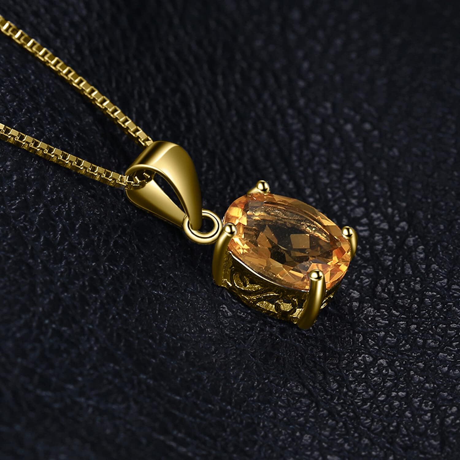 JewelryPalace Natural Gemstone Garnet Peridot Amethyst Citrine Blue Topaz Birthstone Solitaire Pendant Necklace Jewelry Set, 14k Gold Plated 925 Sterling Silver Necklaces for Women, 18 Inch Box chain - Image 4