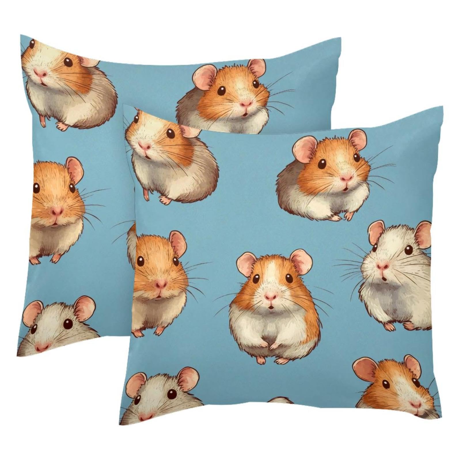 Housse de coussin en velours double face de qualité supérieure à motif hamsters