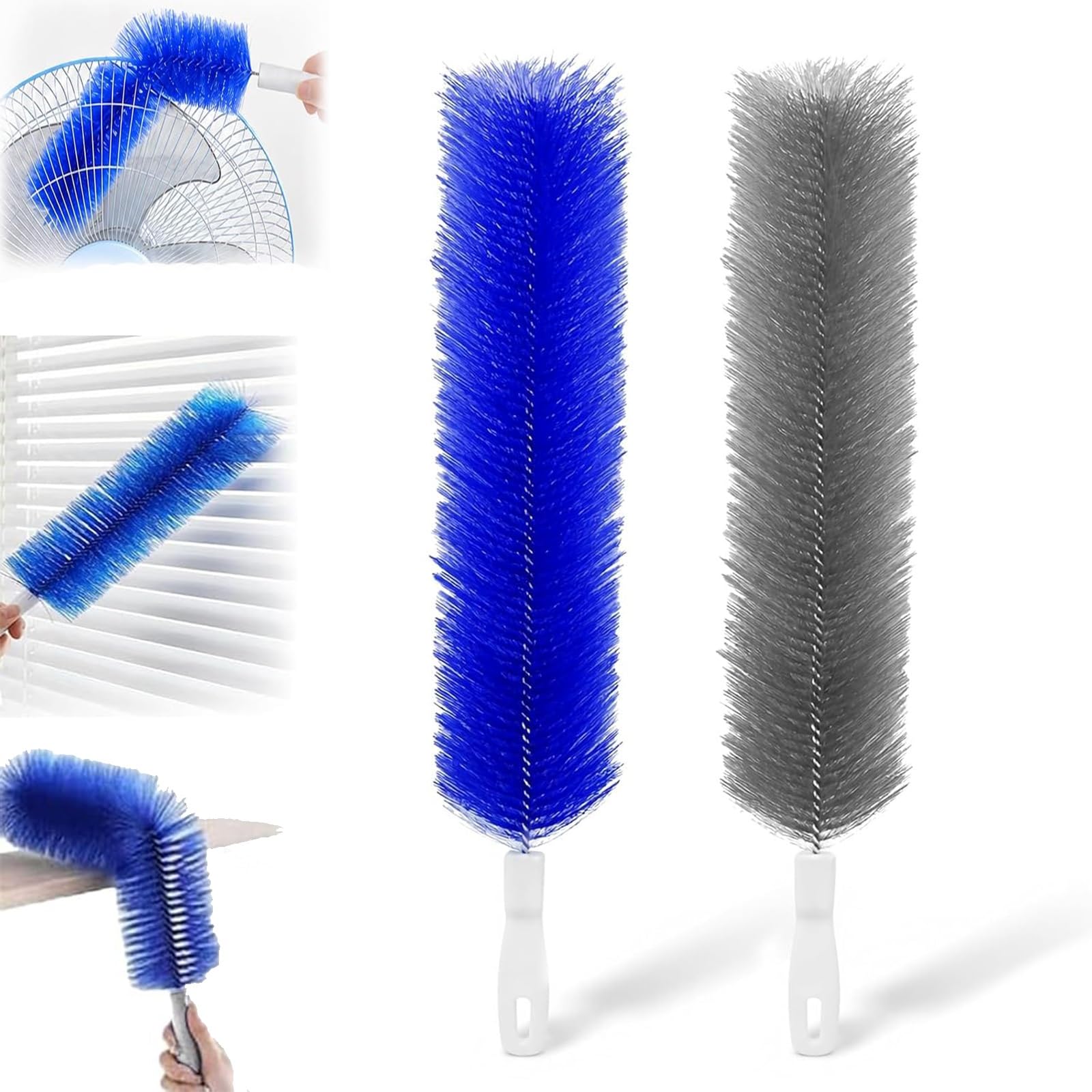 Bendable Microfiber Head, Reusable Dust Remover for Ceiling Fan, Washable Fan Cleaning Brush for Air Conditioning, Blinds and Car Vent(Multi-colored,2pcs)