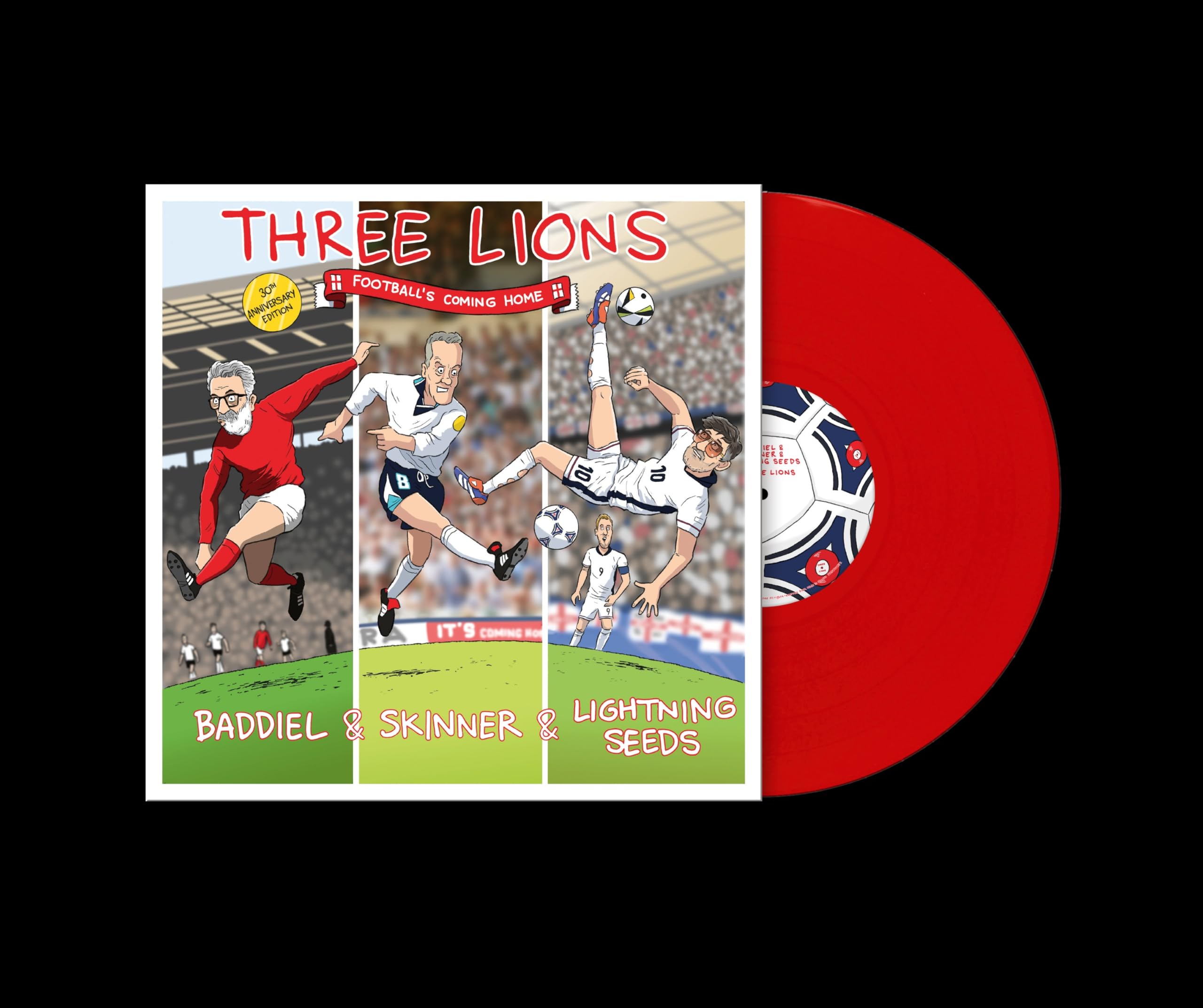 Baddiel, Skinner Three Lions 30th Anniversary Red Vinyl Lightning Seeds