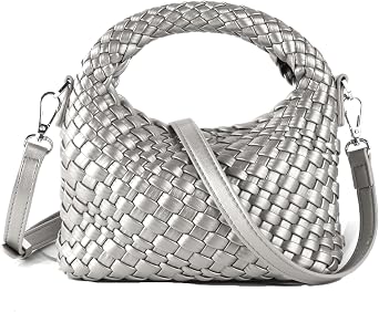ZEDIUH Woven Purse For Women, Small Crossbody Tote Bag with Detachable Shoulder Strap, Girls Top Handle Handbag