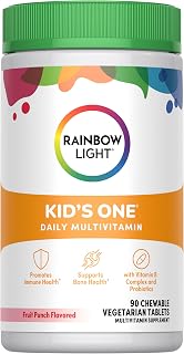 Kids One Multivitamin Tablets, Provides Healthy Growth and Immune Support, with Vitamin C, Zinc, & B Complex, Vegetarian and Gluten Free, Fruit Punch, 90 Count