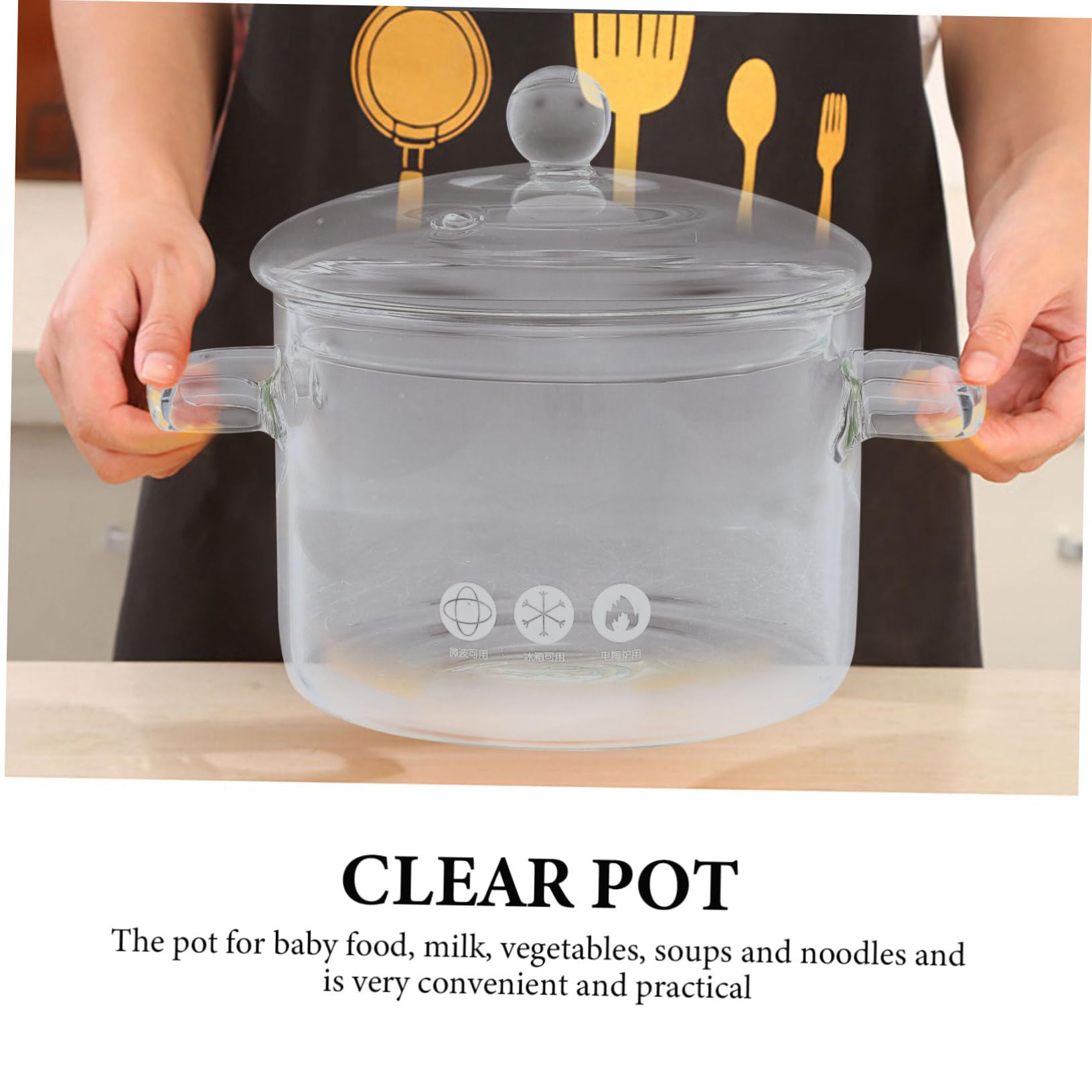 Ciieeo Olla de Vidrio para Inducción con Tapa y Asas Seguras, Capacidad Suficiente para Cocinar Fideos, Leche y Sopas de Manera Transparente y Resistente