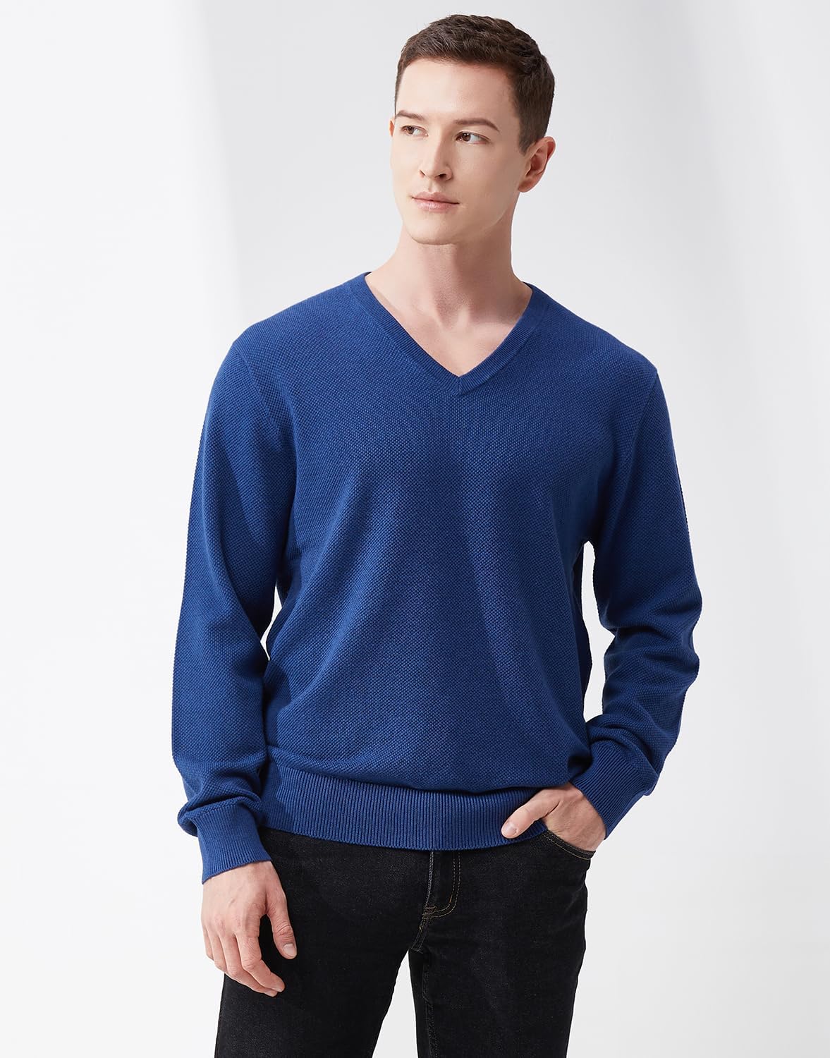 Men's V-Neck Long Sleeve Sweater Slim Fit Casual Pullover Sweater - Image 3