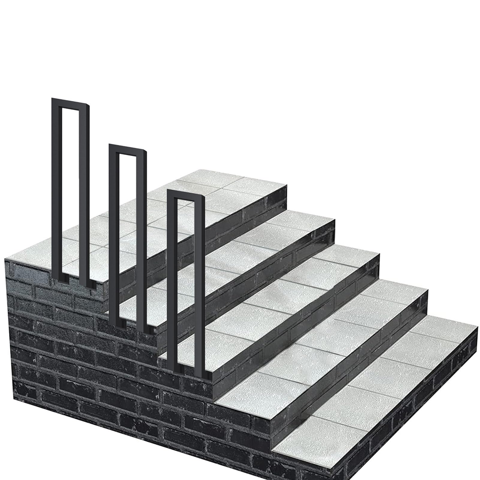 Rampe d'escalier extérieure murale latérale pour marches en béton
