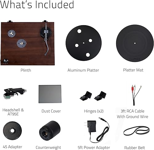 Miniatura 9 de Fluance RT81 Elite Tocadiscos Reproductor de Discos de Vinilo de Alta Fidelidad con Cartucho Audio Technica AT95E, Transmisión por Correa,