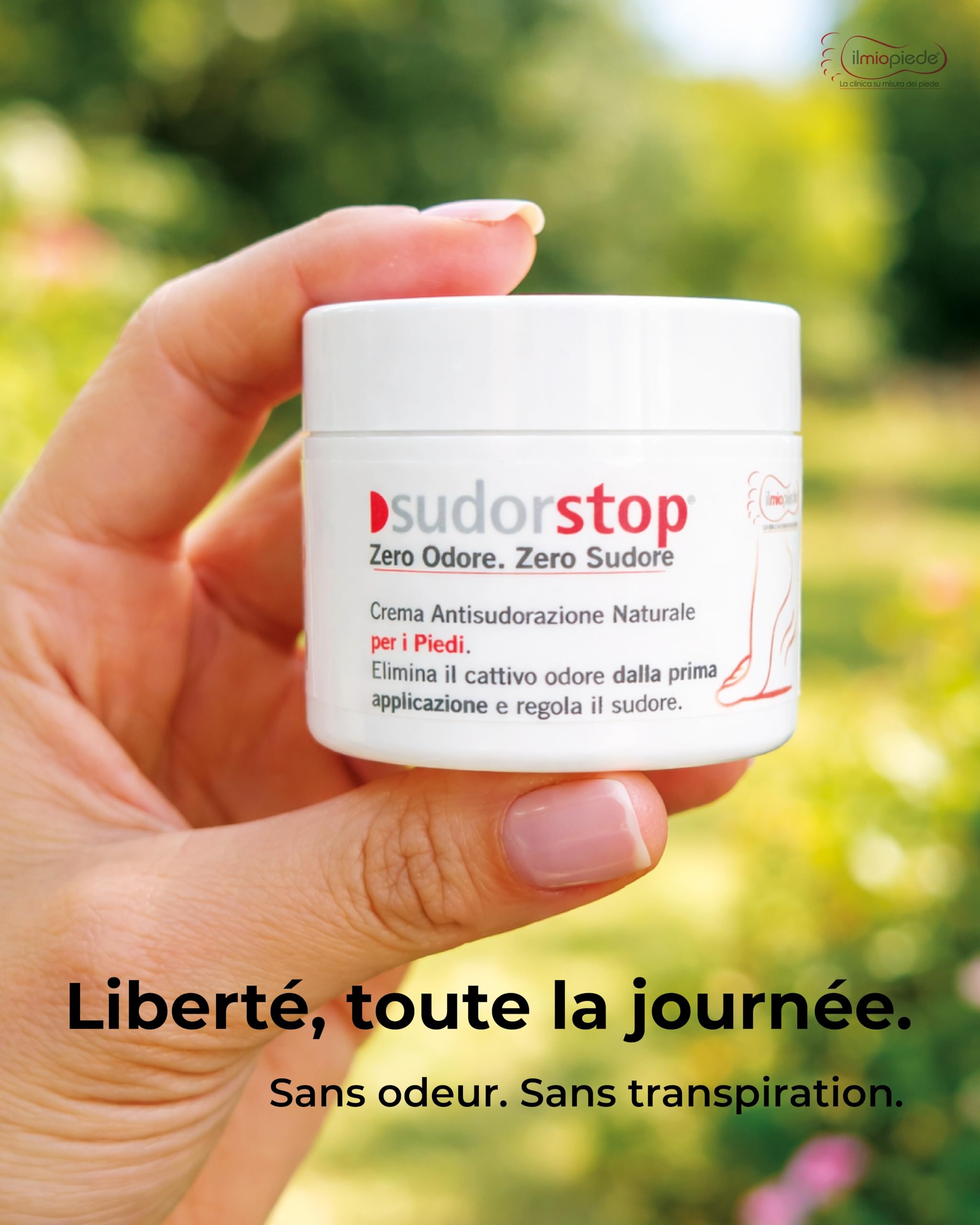 Crème naturelle contre la transpiration et les odeurs de pieds | Format Pot de ml.50 | Résultats immédiats | Sudorstop est produit en Italie