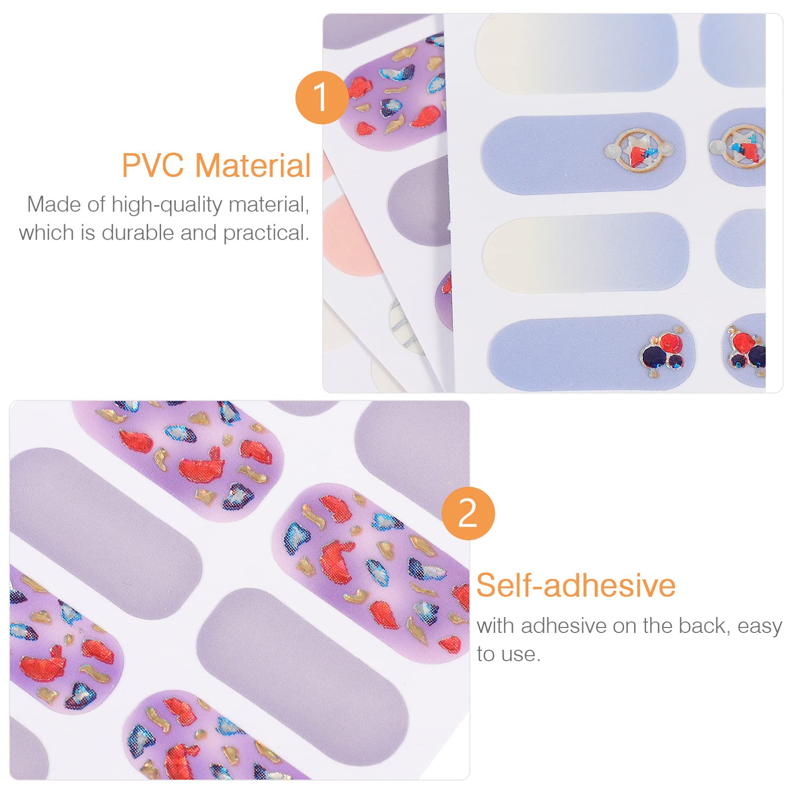 5 Set Adesivi Per Unghie Con Artificiali Autoadesivi Per Nail Art Decorazioni Durable E Facili Applicare Per Unghie Semipermanenti Per Occasione 6 Fogli*5