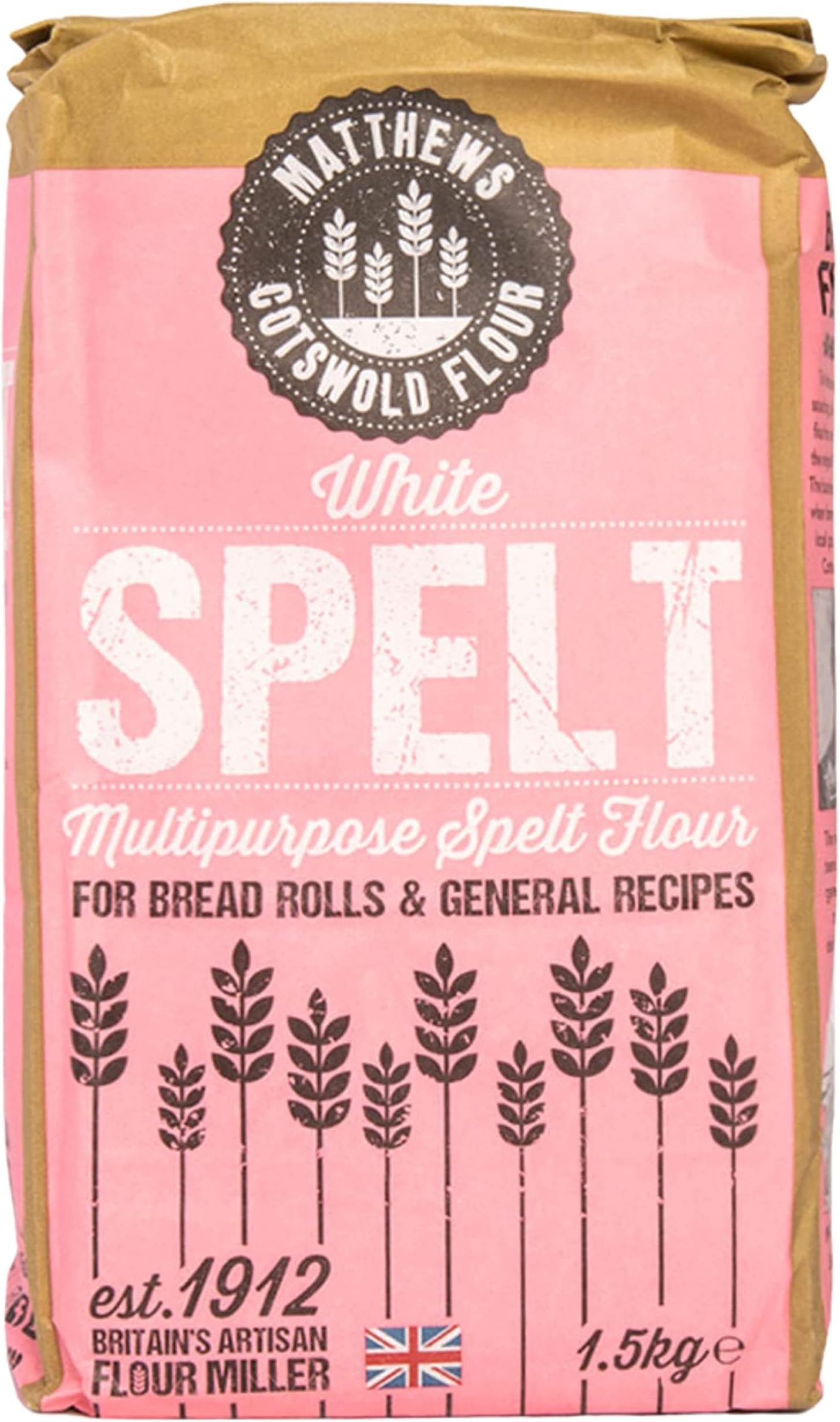 Matthews Cotswold White Spelt Flour - 1.5kg Bag (Pack of 5)