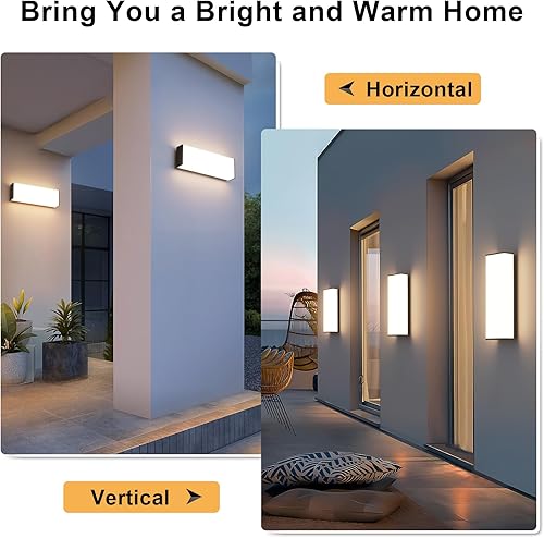 Miniatura 3 de Aoceley Paquete de 2 lámparas LED de pared para exteriores de 15.7 pulgadas, lámpara de pared exterior de 3000 K, apliques de pared modernos