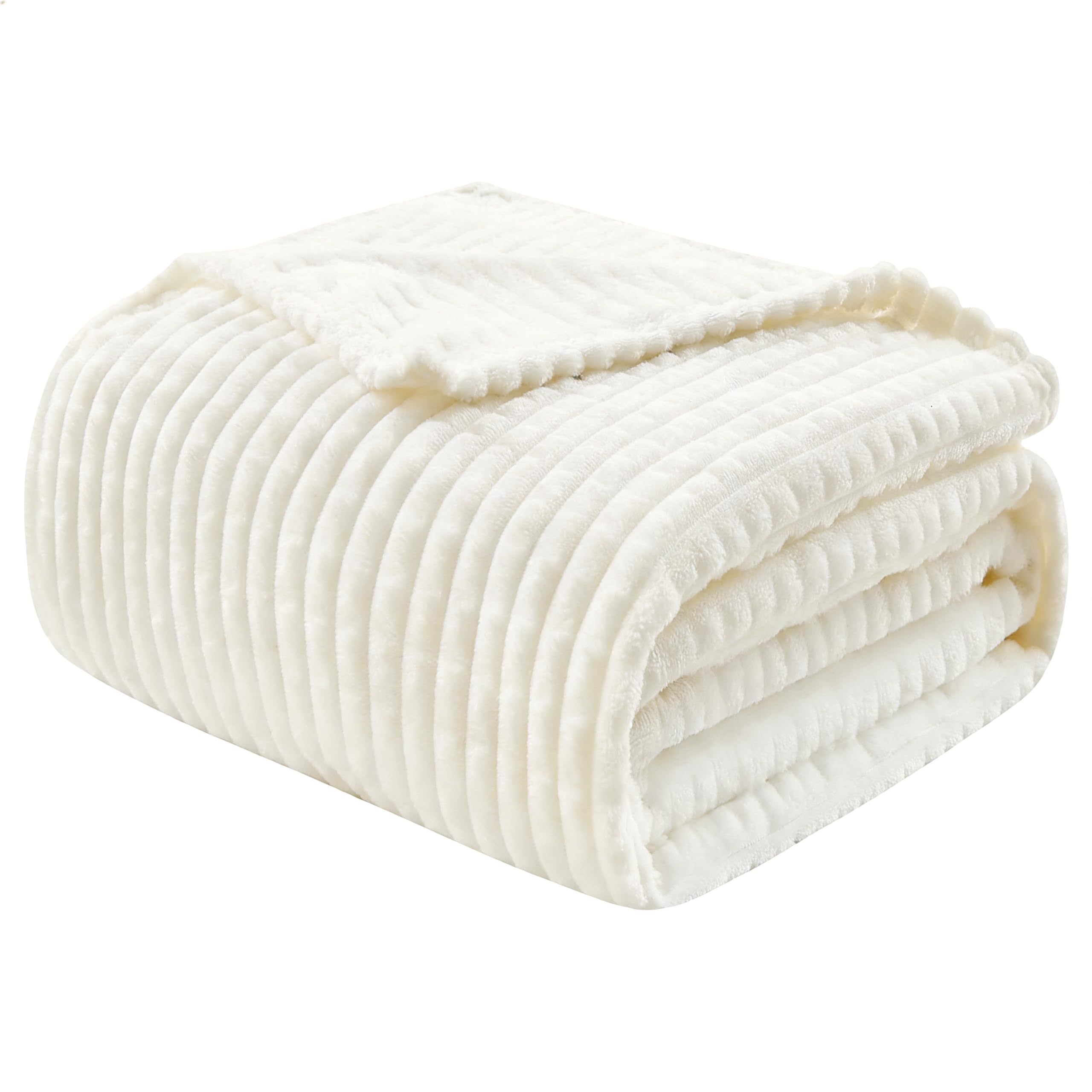EMME Kuscheldecke Flauschige - 3D-Touch-Erlebnis 150x200cm Fleecedecke, Weiche Warme Wolldecke Überwurfdecke, Couchdecke, Decke für Sofa, Tagesdecke, Wohndecke, Weiß