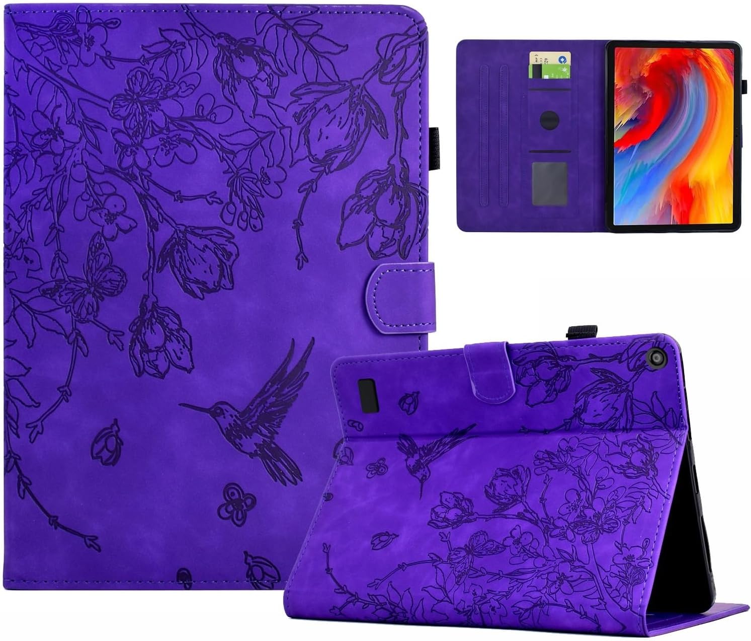 for Kindle Fire 7 2019/2017/2015(Fire 7 9th/7th/5th Generation) Case with Auto Sleep Wake, Slim Leather Business Folio Stand Cover Protective Case Shell Multiple Viewing Angles (Purple)