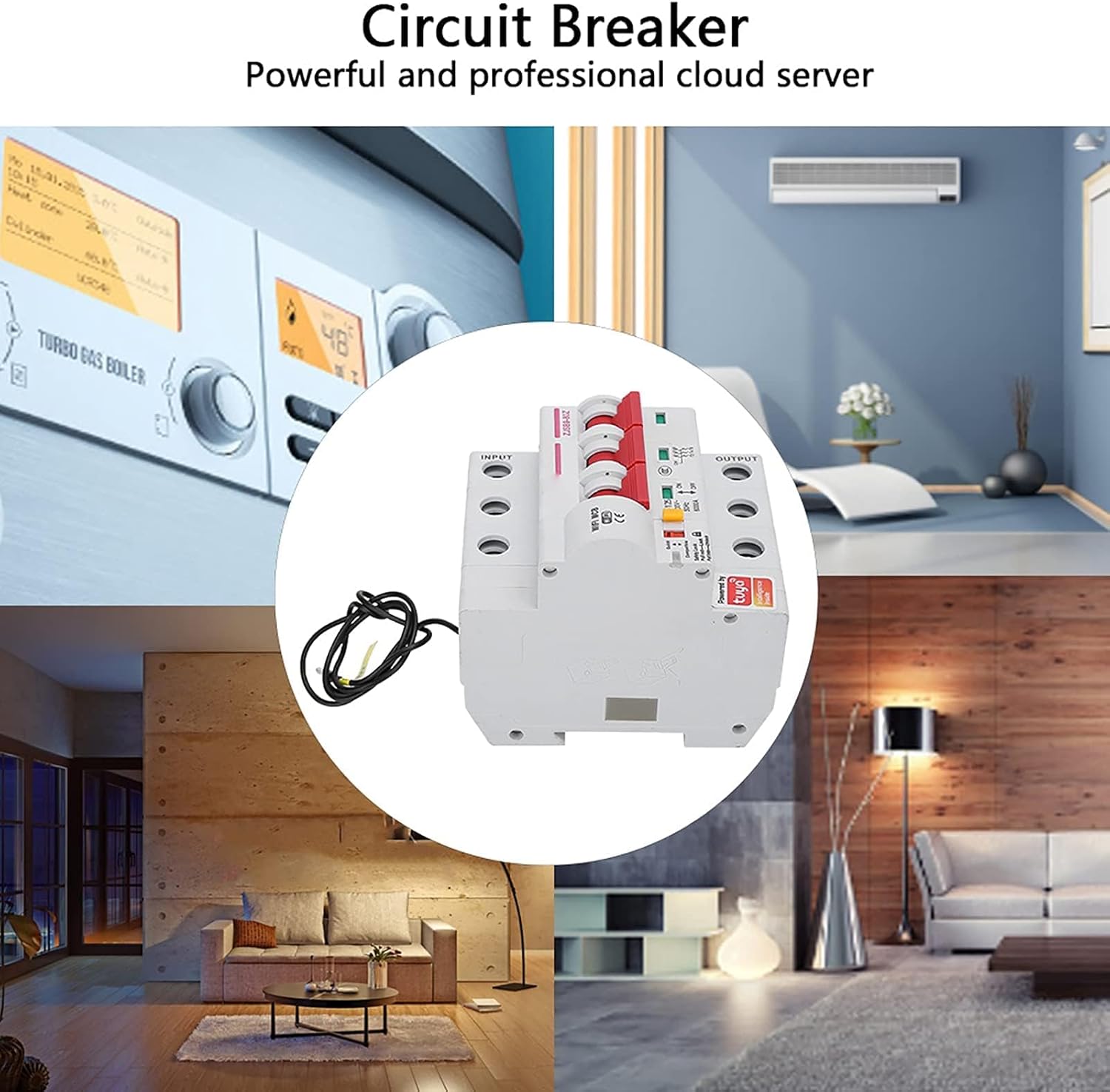 Smart Circuit Breaker, AC220V PA66-DSM Flame Retardant Shell Phone APP Remote Switch (3P 100A)