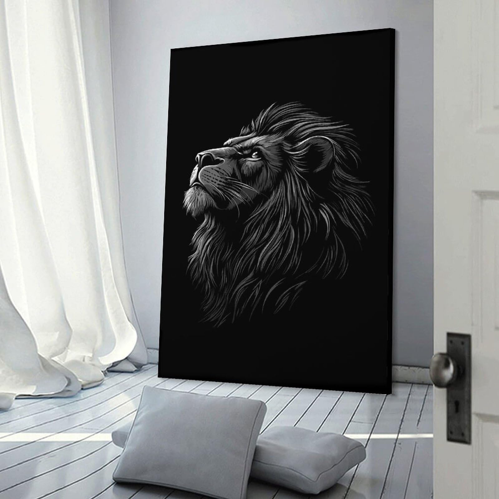 Junmoney Wall Picture Print Majestic Lion, 24x36inch(60x90cm), for Workspace Walls, Study Corners Or Bedrooms, A Smart Decor Choice for Study Walls