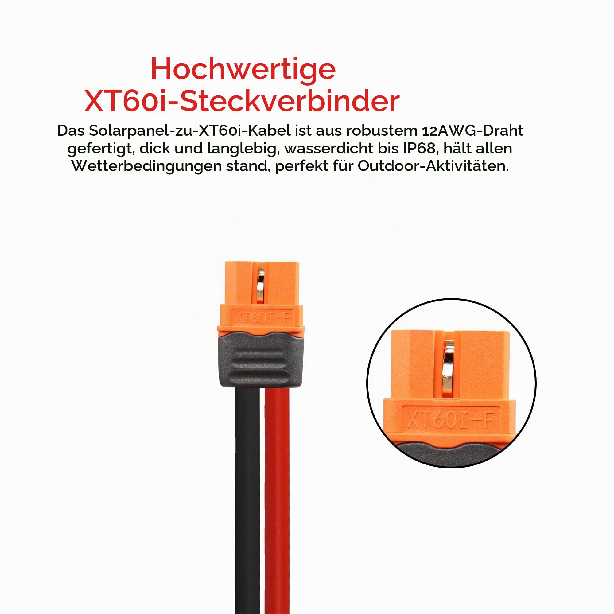 CERRXIAN 16FT/5M 12AWG Solarpanel-Stecker auf XT60i-Buchse, Solarpanel-Stromkabel für Solarpanel, tragbares Wohnmobil-Kraftwerk, tragbares Kraftwerk, Lipo-Batterie (16FT/5M)