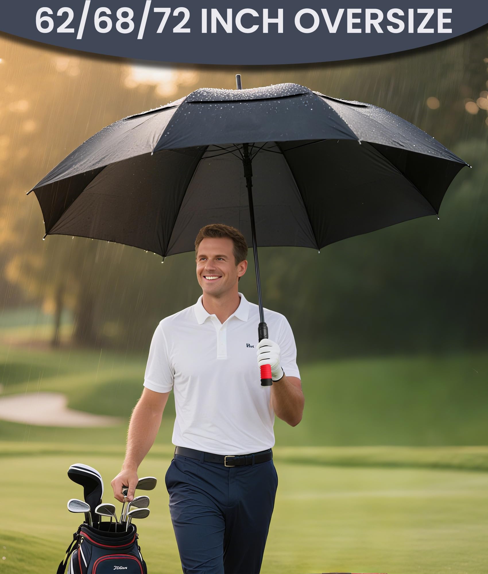 SIEPASA Parasol golfowy, duży, 152/168/183 cm, automatycznie otwierany