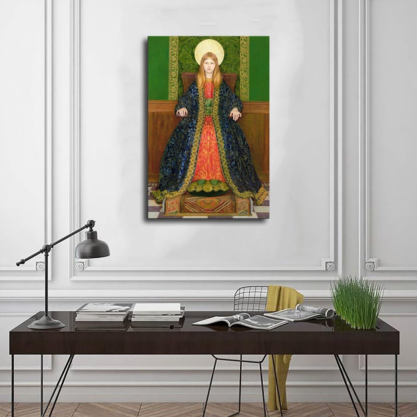 ANFOTCM Thomas Cooper Gotch, dziecko na tronie, artystyczna dekoracja ścienna plakat rodzinny bar restauracja garaż kawiarnia artystyczny znak prezent 60 x 90 cm