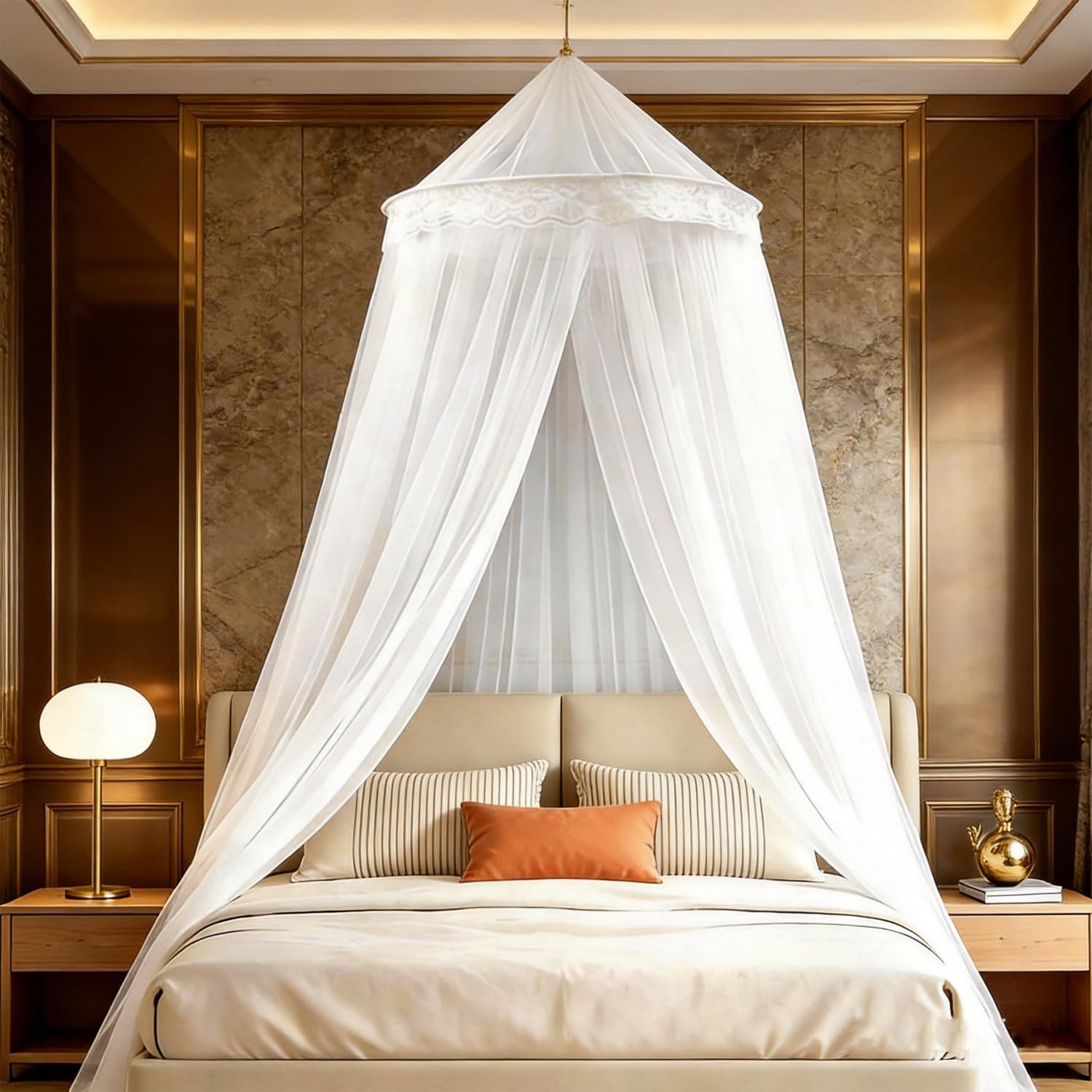 Zanzariera letto Zanzariera Letto Matrimoniale 60 x 250 x 1100cm,per Letto Bimbi/Matrimoniale/Singolo, Facile da Installare con Kit Completo,Protezione dalle Zanzare