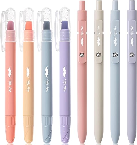 Mr. Pen - Resaltadores y bolígrafos bíblicos que no se corren, paquete de 8, colores pastel, resaltadores de gel, bolígrafos de la Biblia que no se