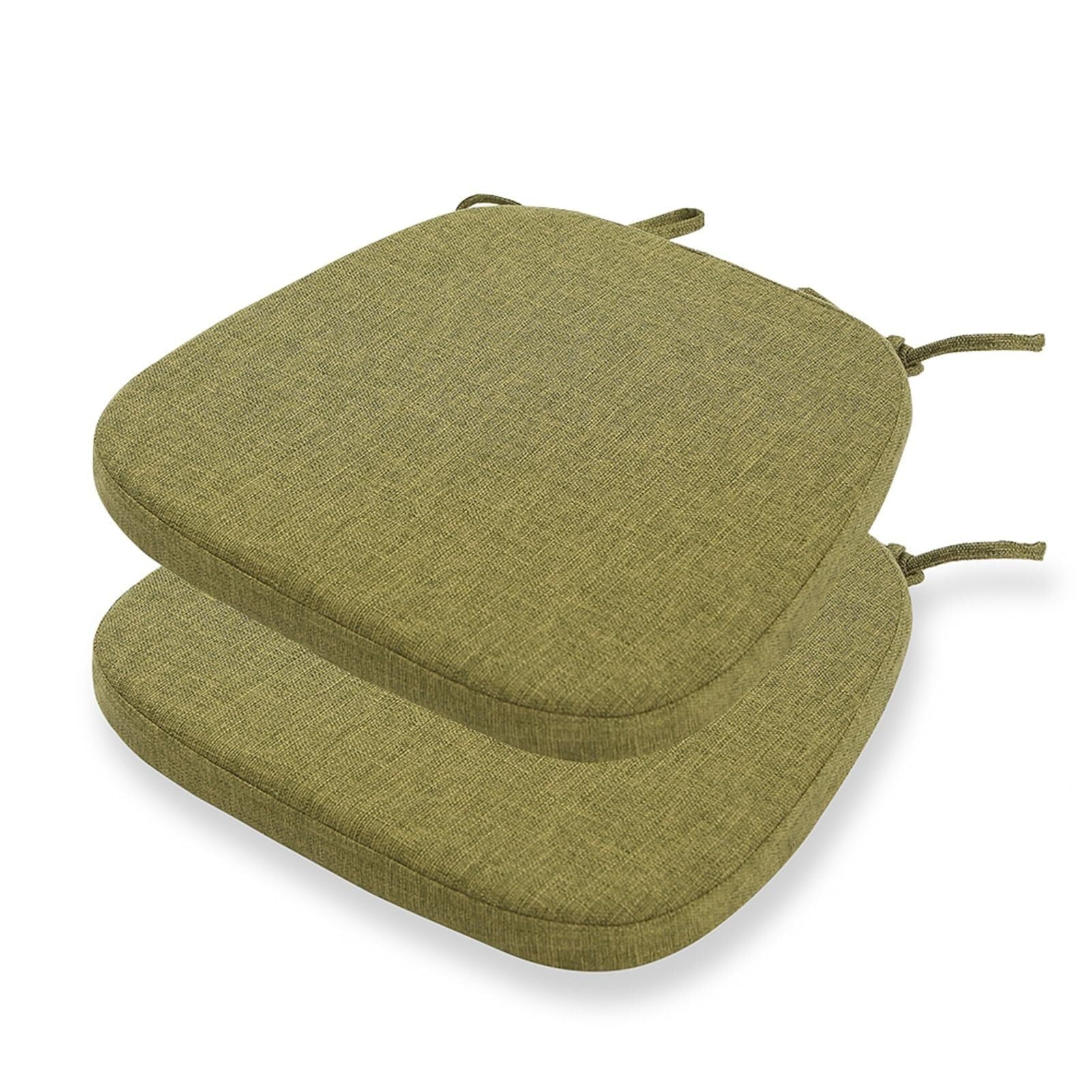 JingNian Set di 1/2/4 Cuscini per Sedie da Pranzo Memory Foam, Cuscino Sedia Cucina Sagomato con Lacci, Spessore 4.5cm Antiscivolo Lavabile con Cerniera(Green,2pcs)