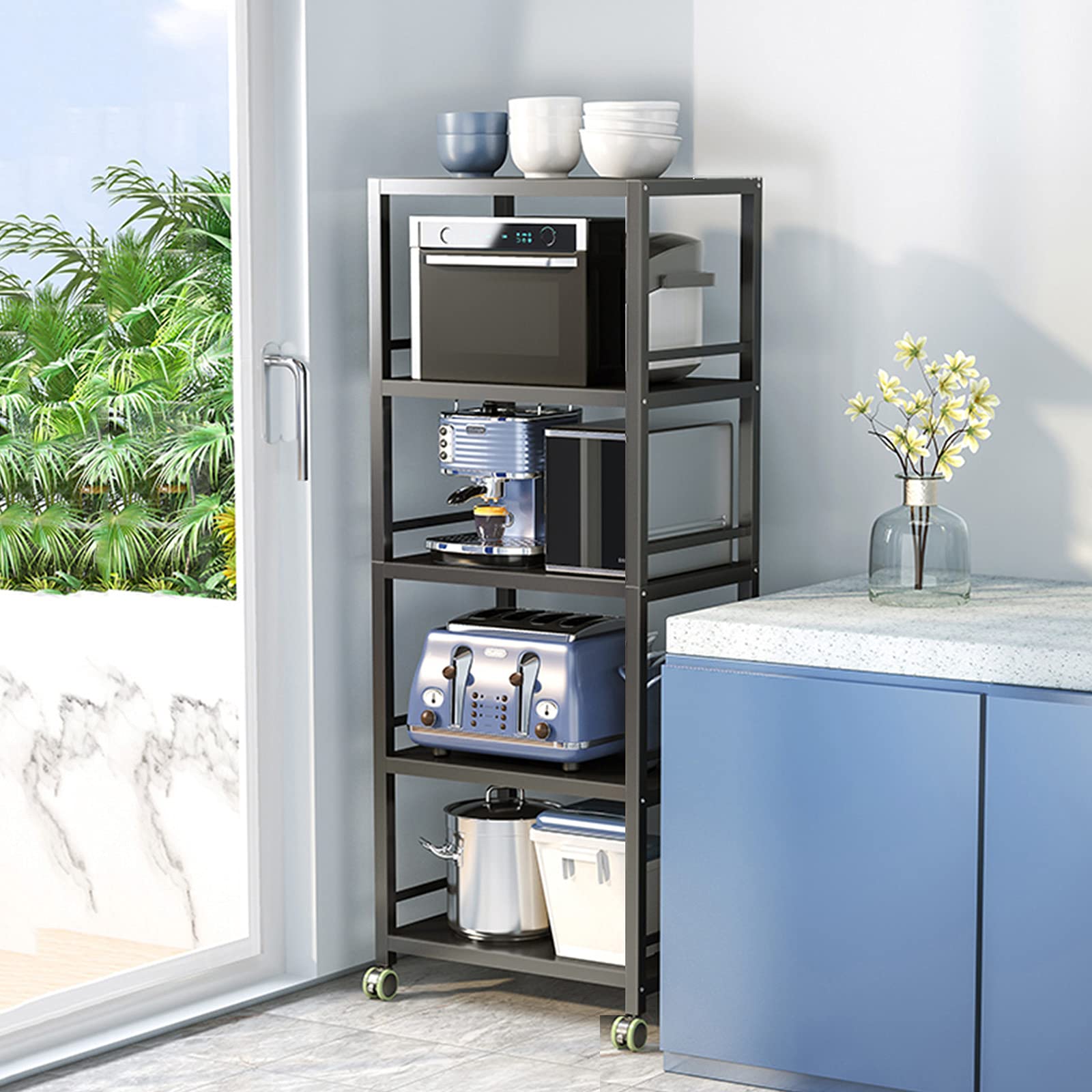 Étagère de cuisine micro-ondes extensible 5 niveaux pour optimiser les petits espaces