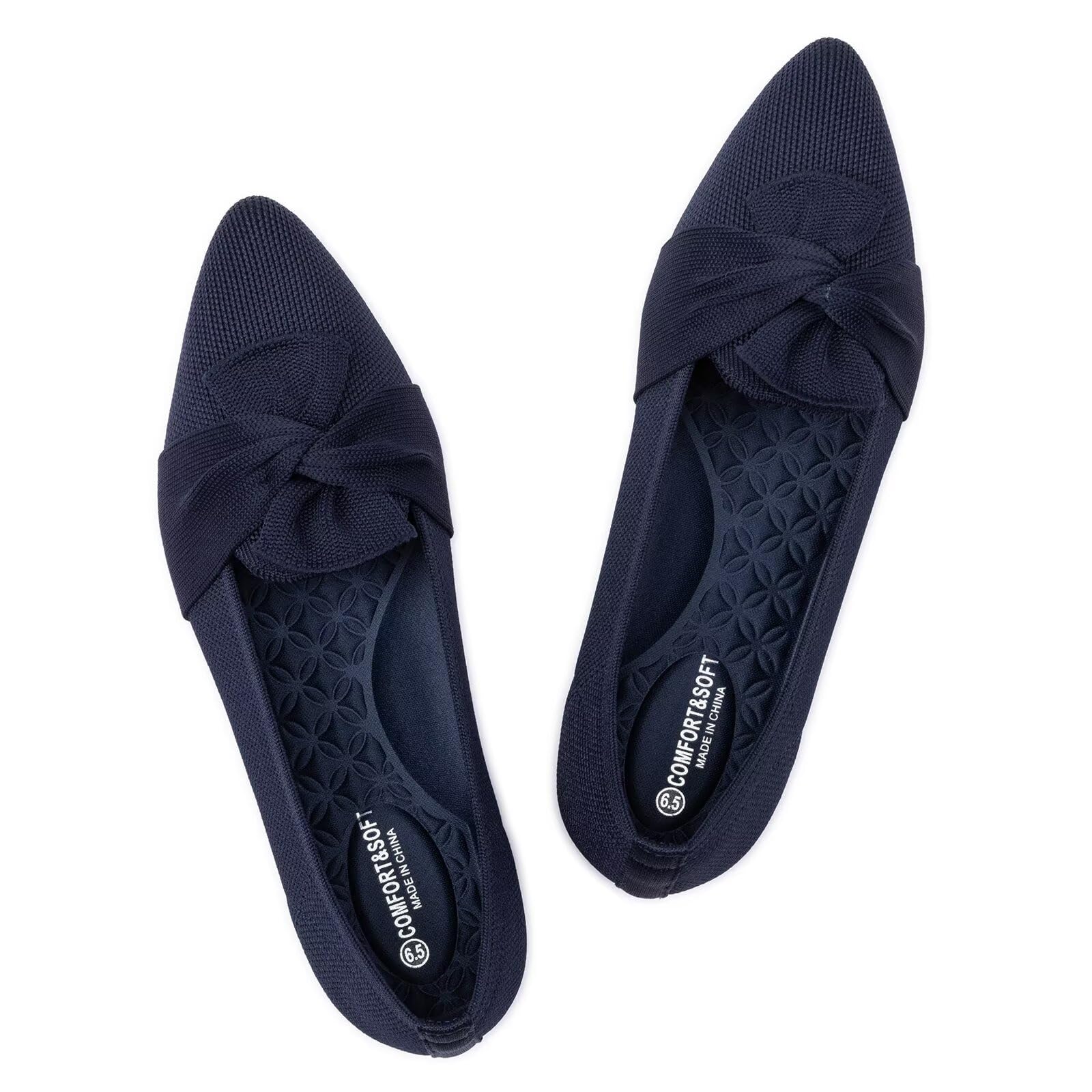 Frank Mully Women's Casual Loafer Flats Slip On Loafer Shoes Comfortable Knit Flat Shoes Classics Pointy Toe Loafer Flats,for Work,Travel