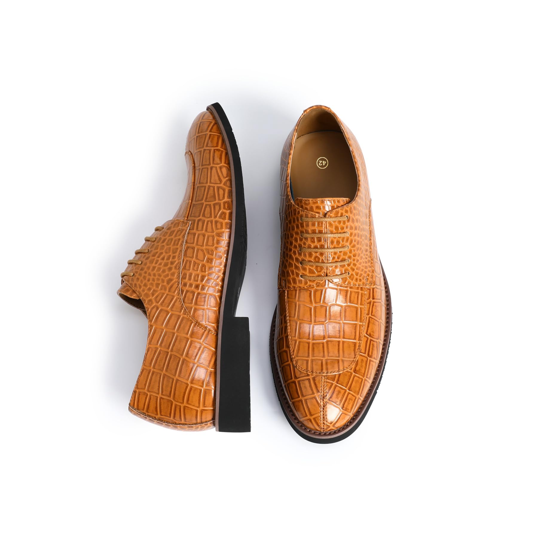 YFFUSHI Zapatos Formales para Hombre Derbies Elegantes con Cordones y Estampado de Cocodrilo para Negocios Bodas o Ceremonia