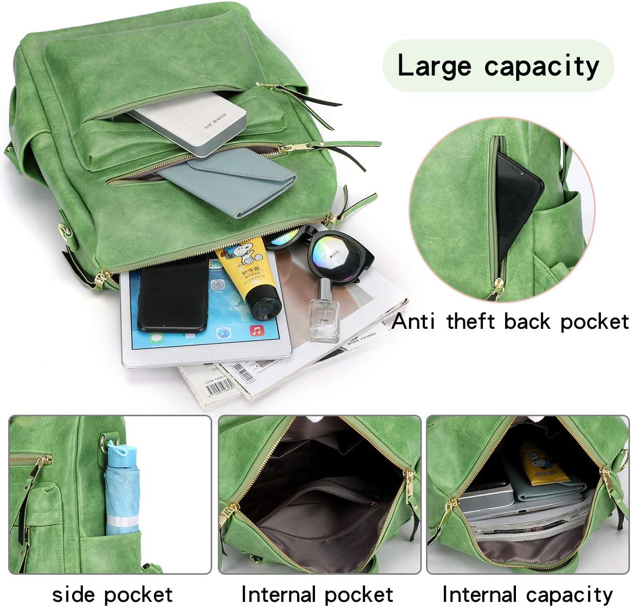 ZOCILOR Women's Fashion Backpack Purse Multipurpose Design Convertible Satchel Handbags Shoulder Bag Travel bag - Image 6