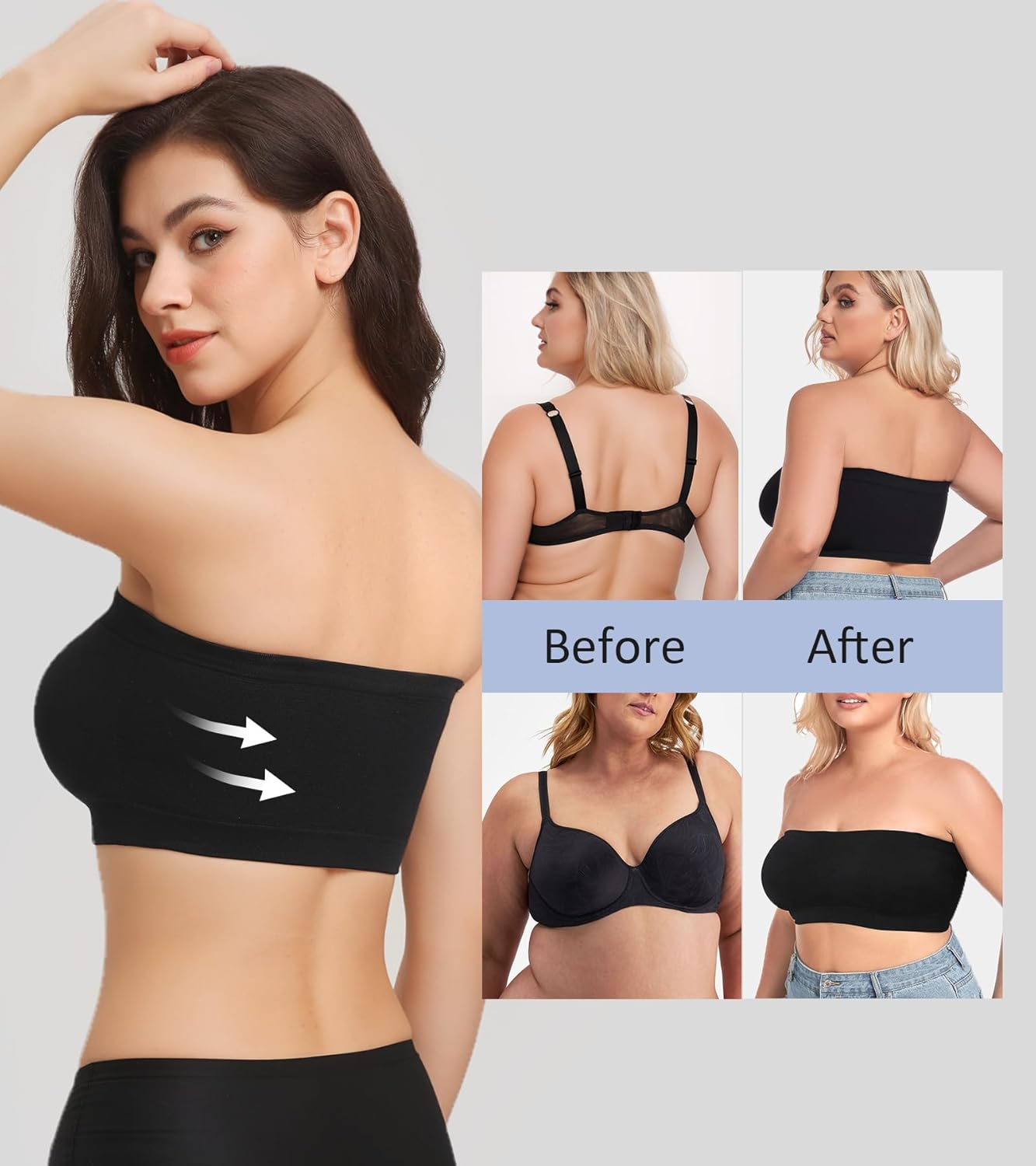 HACI Strapless Bra Wireless No-Slip Seamless Bandeau Tube Top for Women Everyday - Image 2
