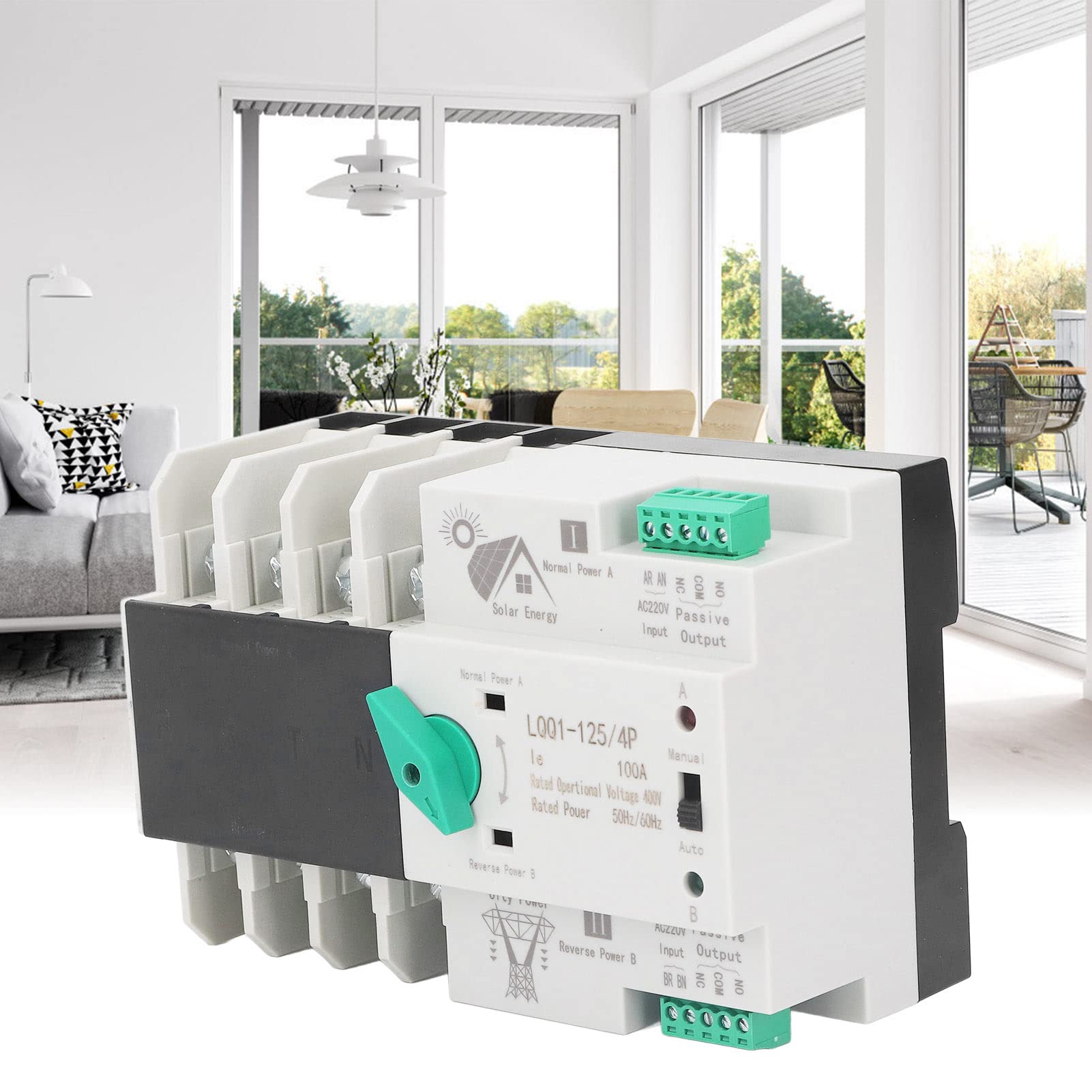 Interruptor Transferencia Automática 100A 4P 400V con Doble Fuente Alimentación para Solar PV Industrial y Uso Doméstico