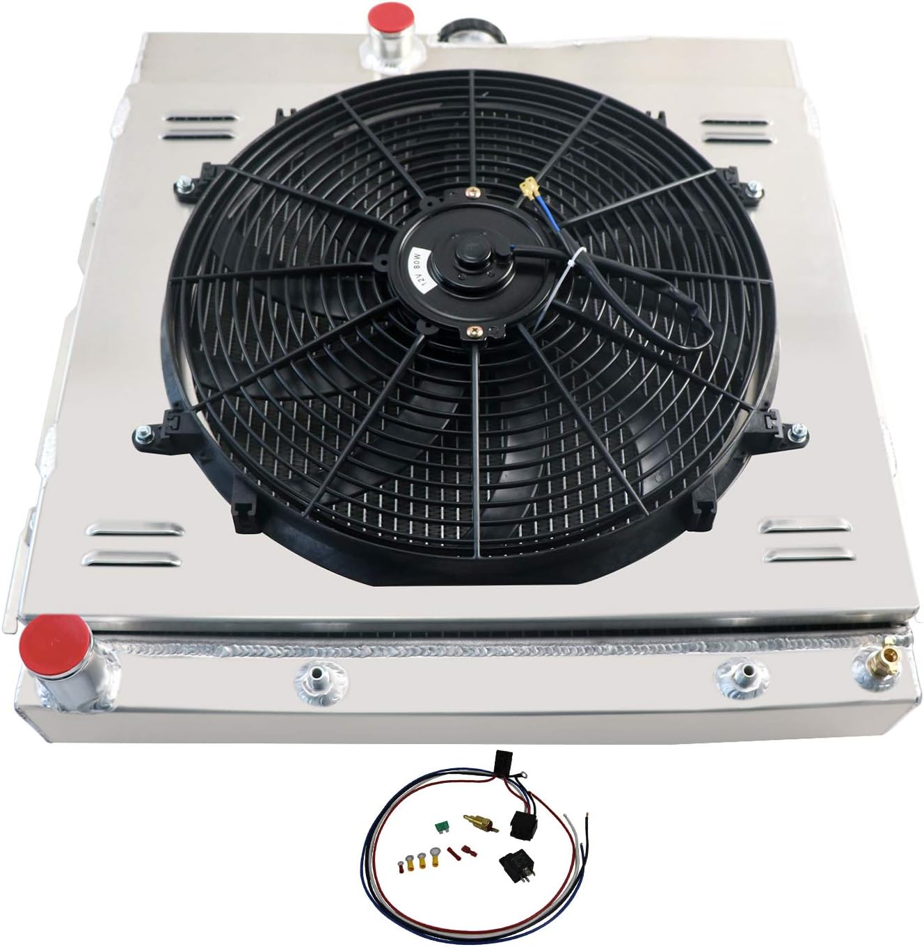 4 Row Aluminum Radiator Shroud+Fan For Dodge Charger/Dart/Coronet V8 1963-1968